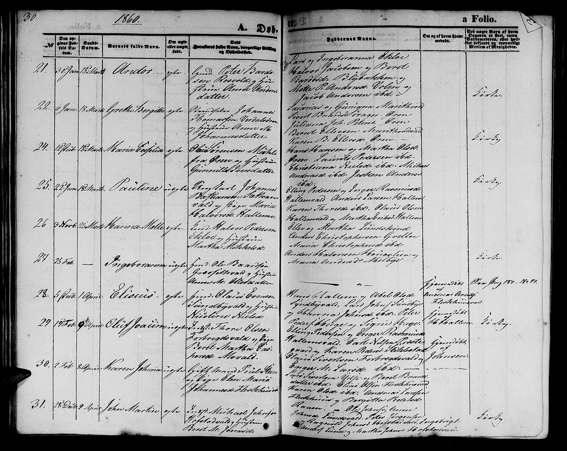 Ministerialprotokoller, klokkerbøker og fødselsregistre - Nord-Trøndelag, AV/SAT-A-1458/723/L0254: Parish register (copy) no. 723C02, 1858-1868, p. 30