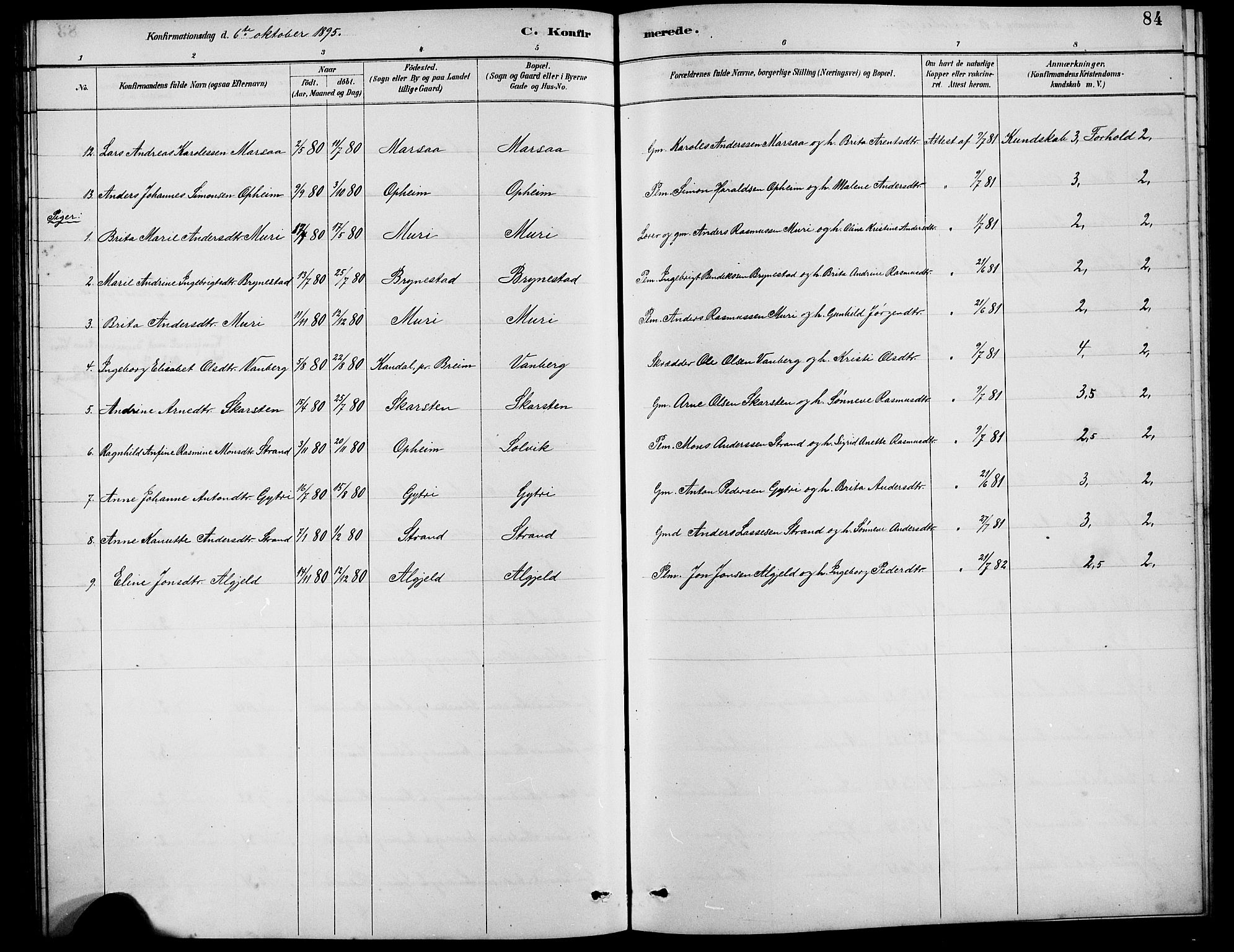 Innvik sokneprestembete, SAB/A-80501: Parish register (copy) no. B 3, 1886-1897, p. 84