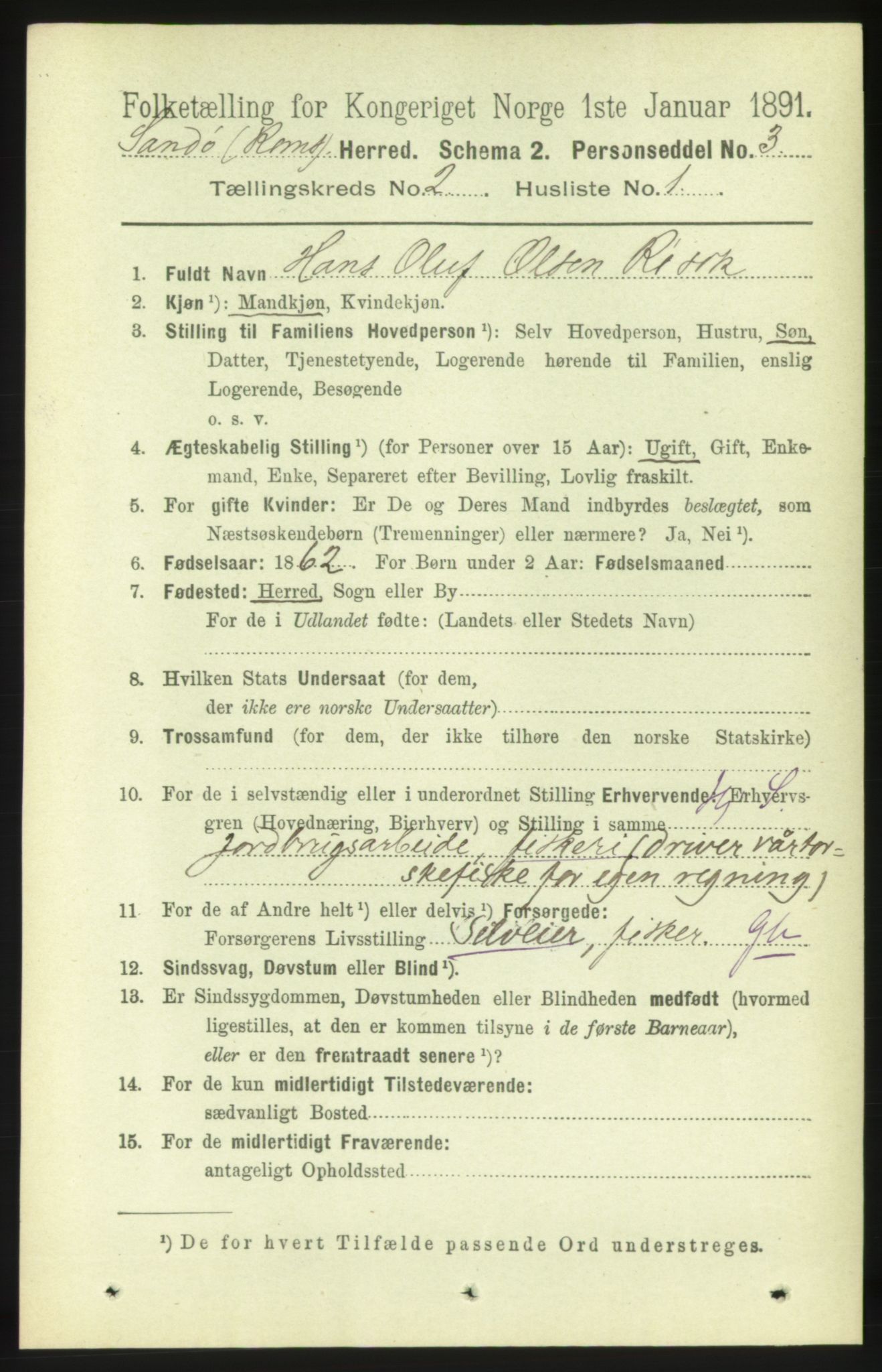 RA, 1891 census for 1546 Sandøy, 1891, p. 542