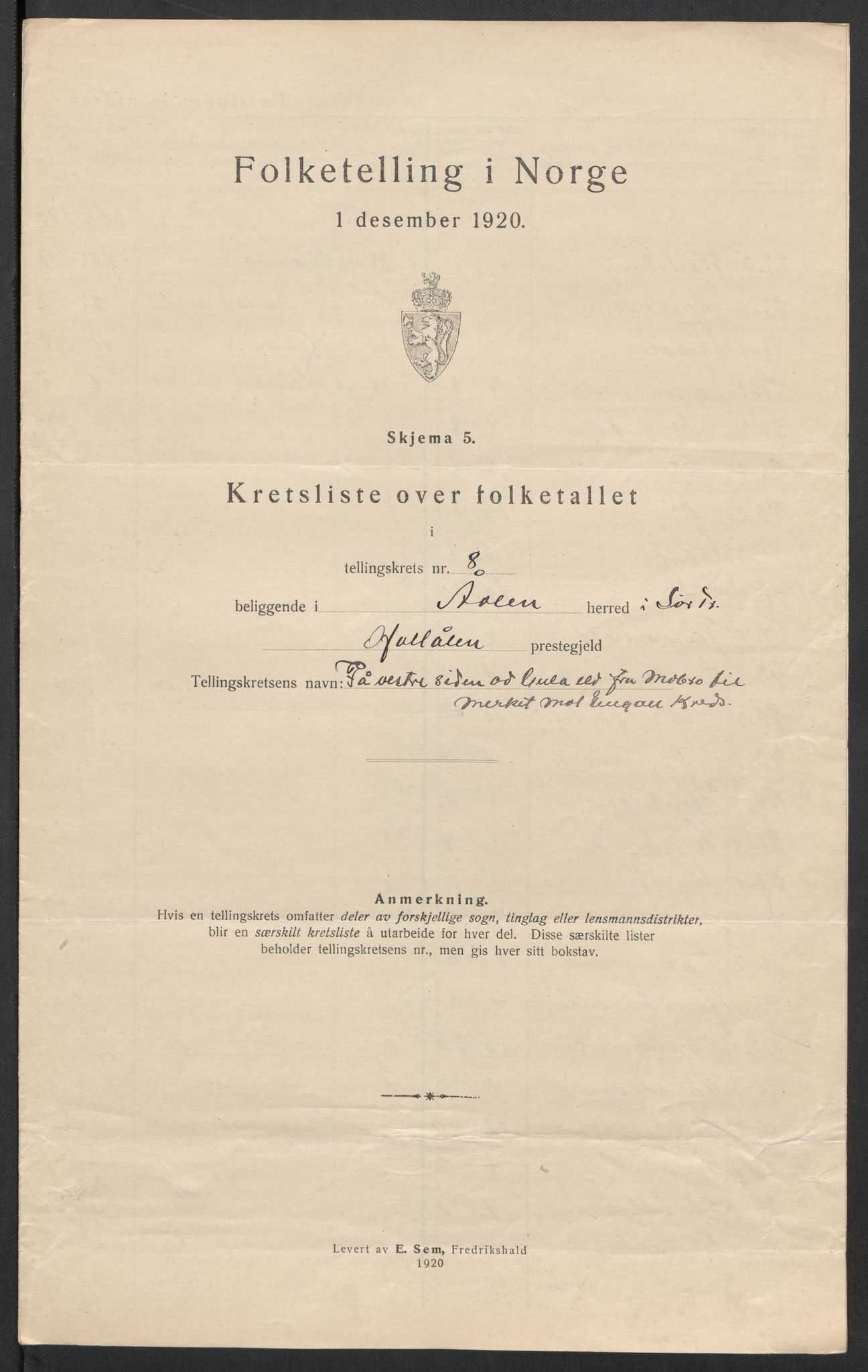 SAT, 1920 census for Ålen, 1920, p. 27