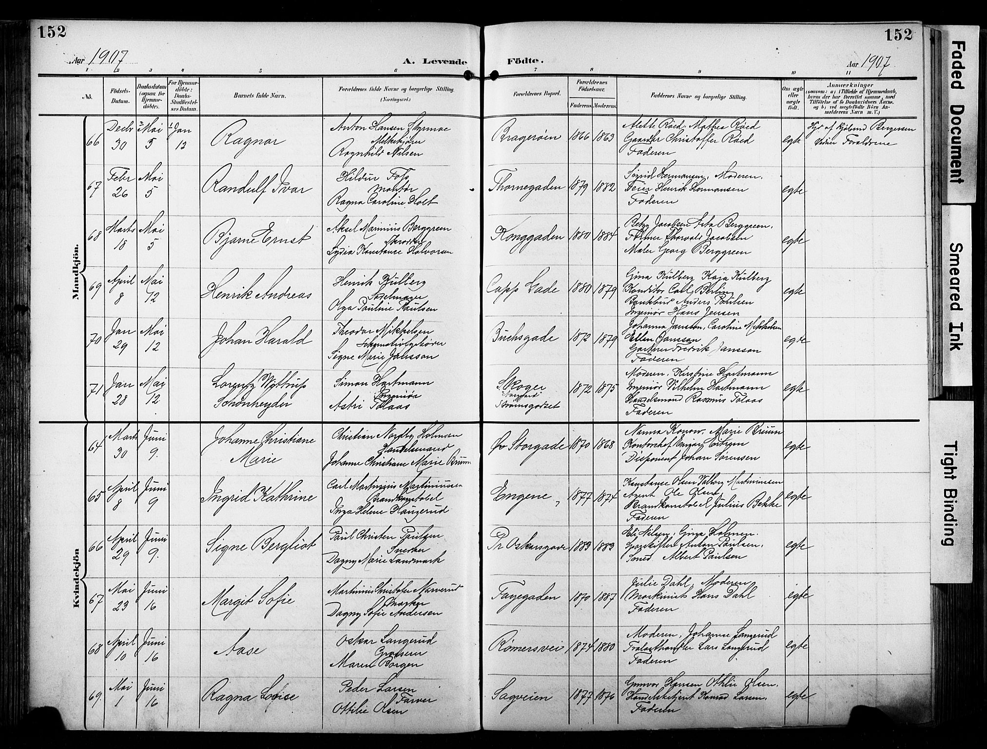 Bragernes kirkebøker, AV/SAKO-A-6/F/Fb/L0009: Parish register (official) no. II 9, 1902-1911, p. 152