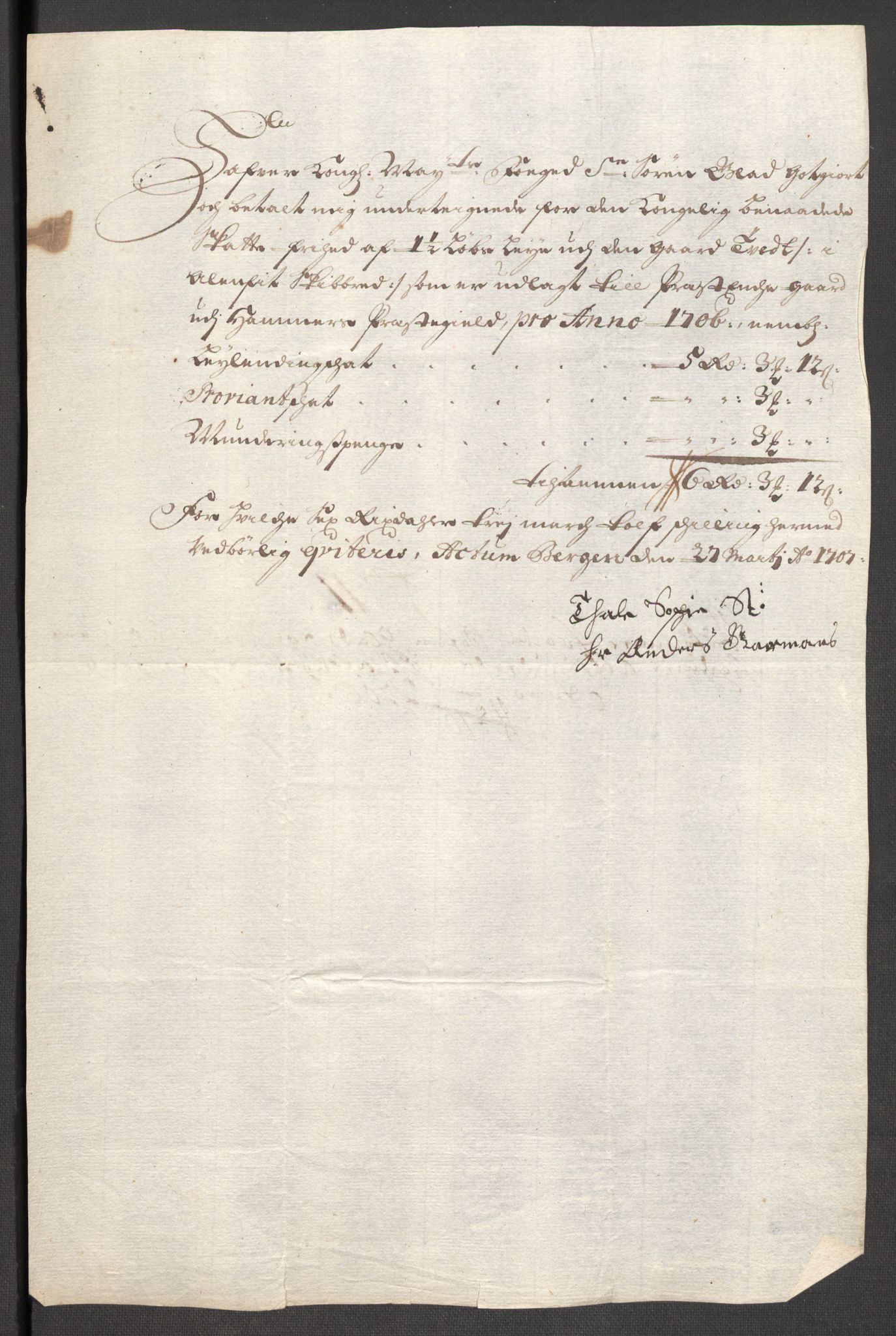 Rentekammeret inntil 1814, Reviderte regnskaper, Fogderegnskap, AV/RA-EA-4092/R51/L3188: Fogderegnskap Nordhordland og Voss, 1706-1707, p. 41