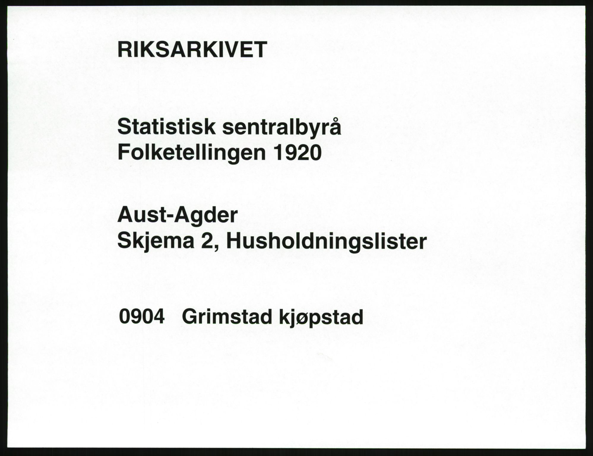 SAK, 1920 census for Grimstad, 1920, p. 969