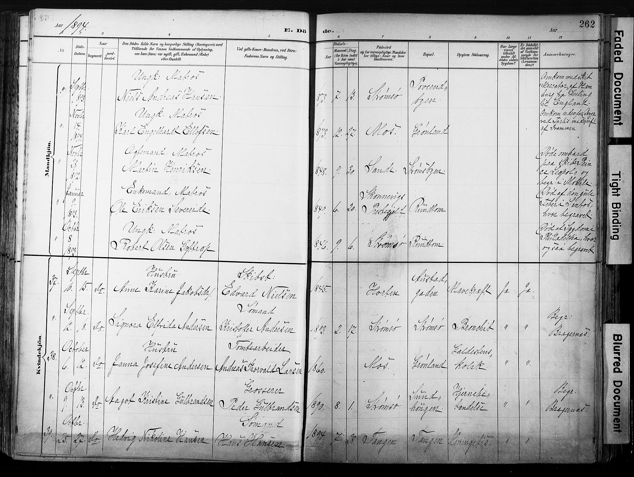 Strømsø kirkebøker, SAKO/A-246/G/Ga/L0003: Parish register (copy) no. 3, 1894-1904, p. 262