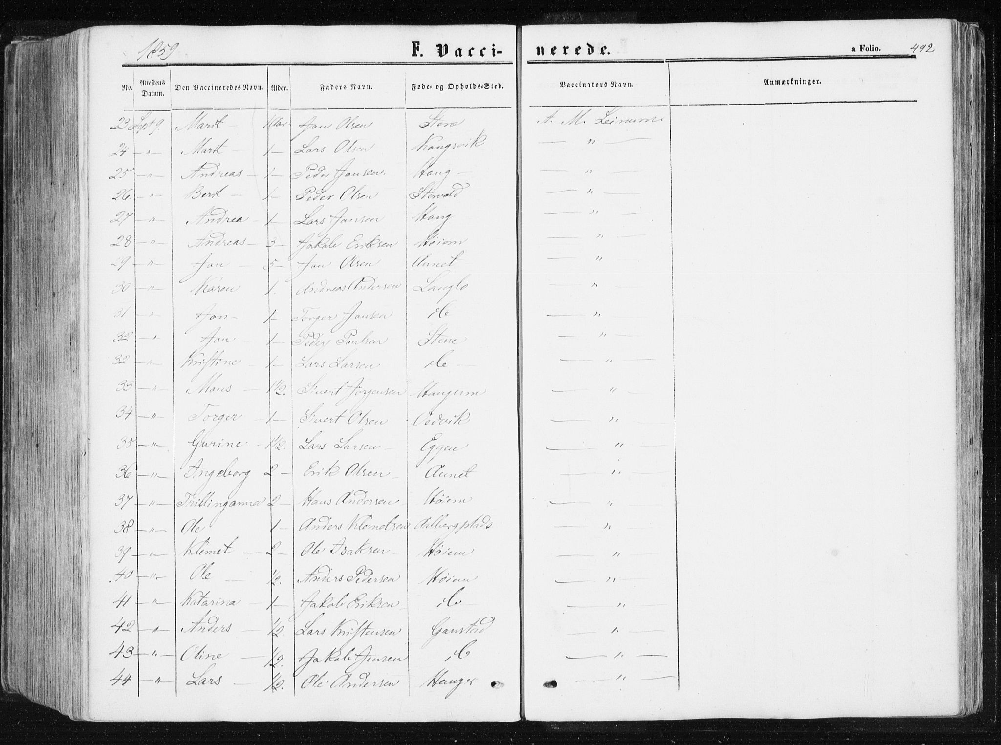 Ministerialprotokoller, klokkerbøker og fødselsregistre - Sør-Trøndelag, SAT/A-1456/612/L0377: Parish register (official) no. 612A09, 1859-1877, p. 492