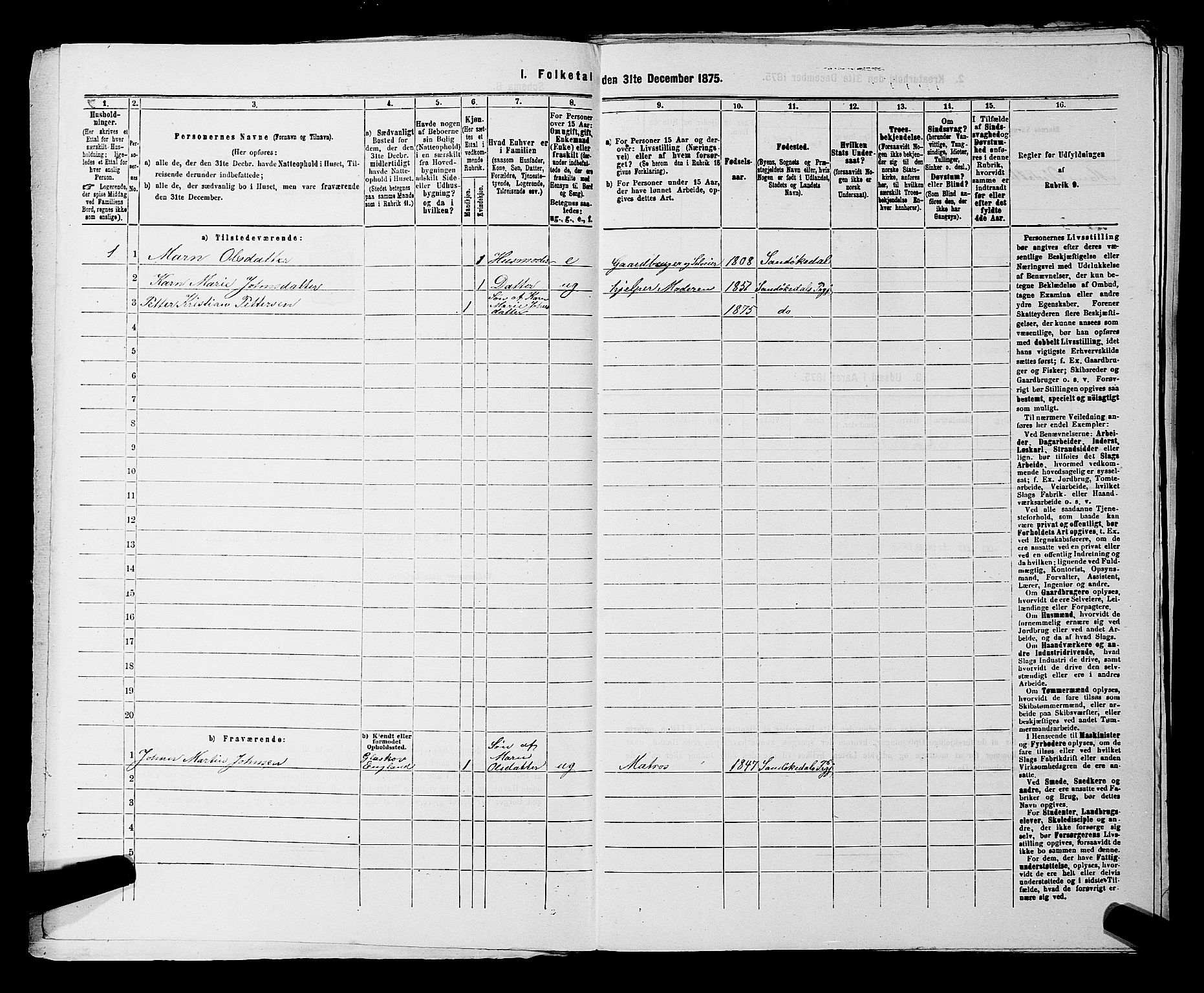 SAKO, 1875 census for 0816P Sannidal, 1875, p. 814