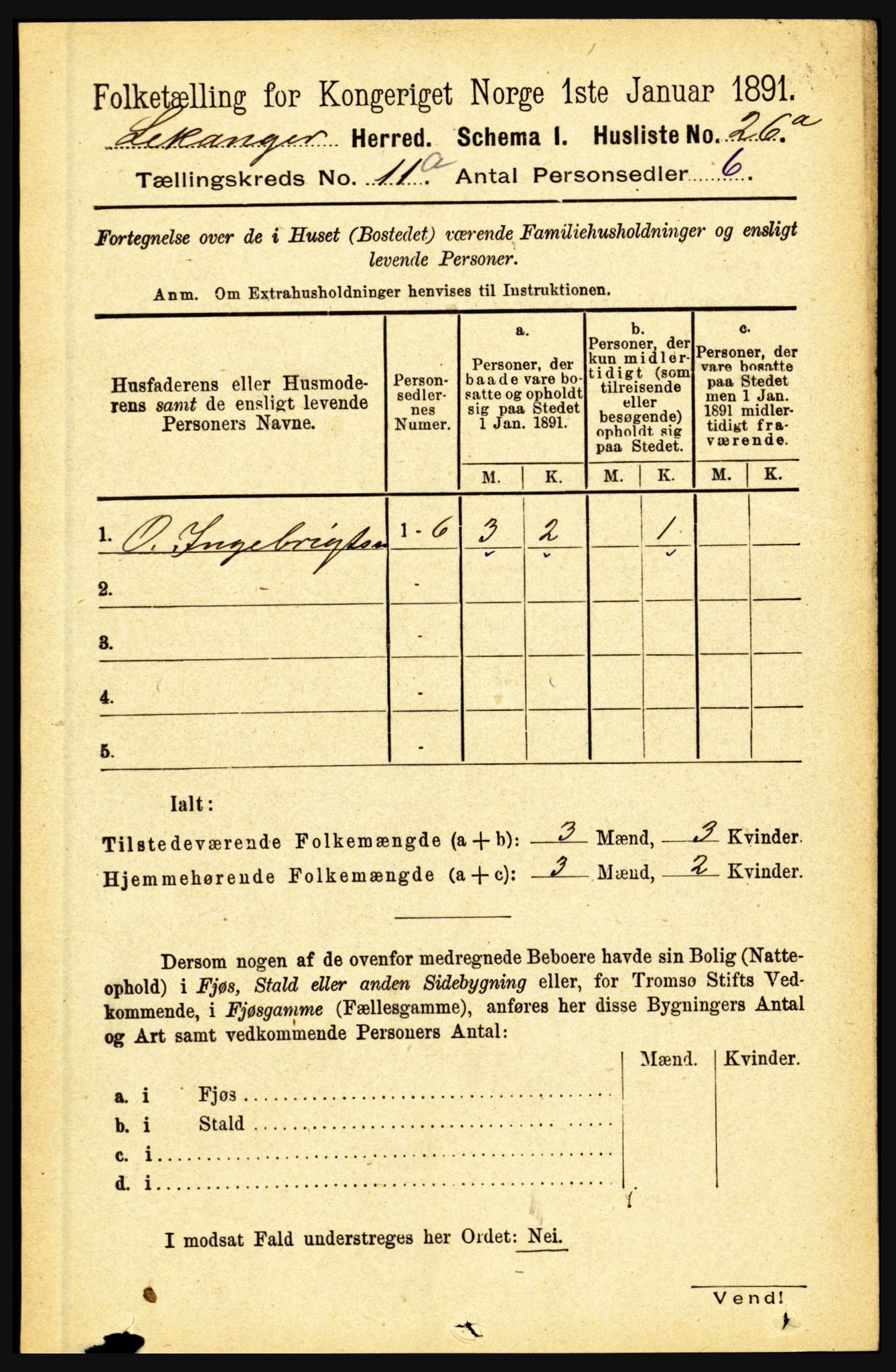 RA, 1891 census for 1419 Leikanger, 1891, p. 1965