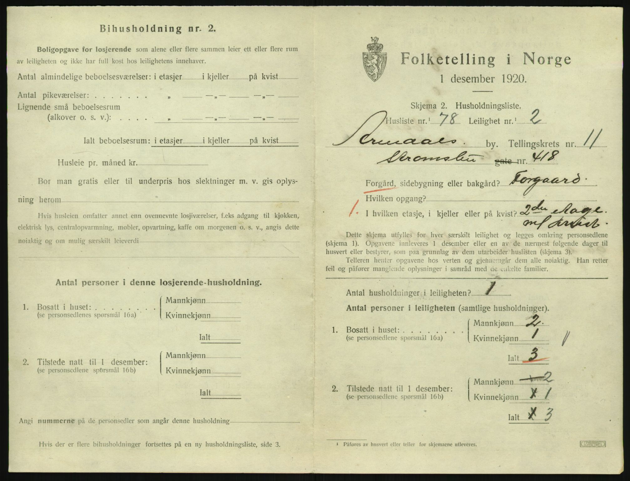 SAK, 1920 census for Arendal, 1920, p. 6486