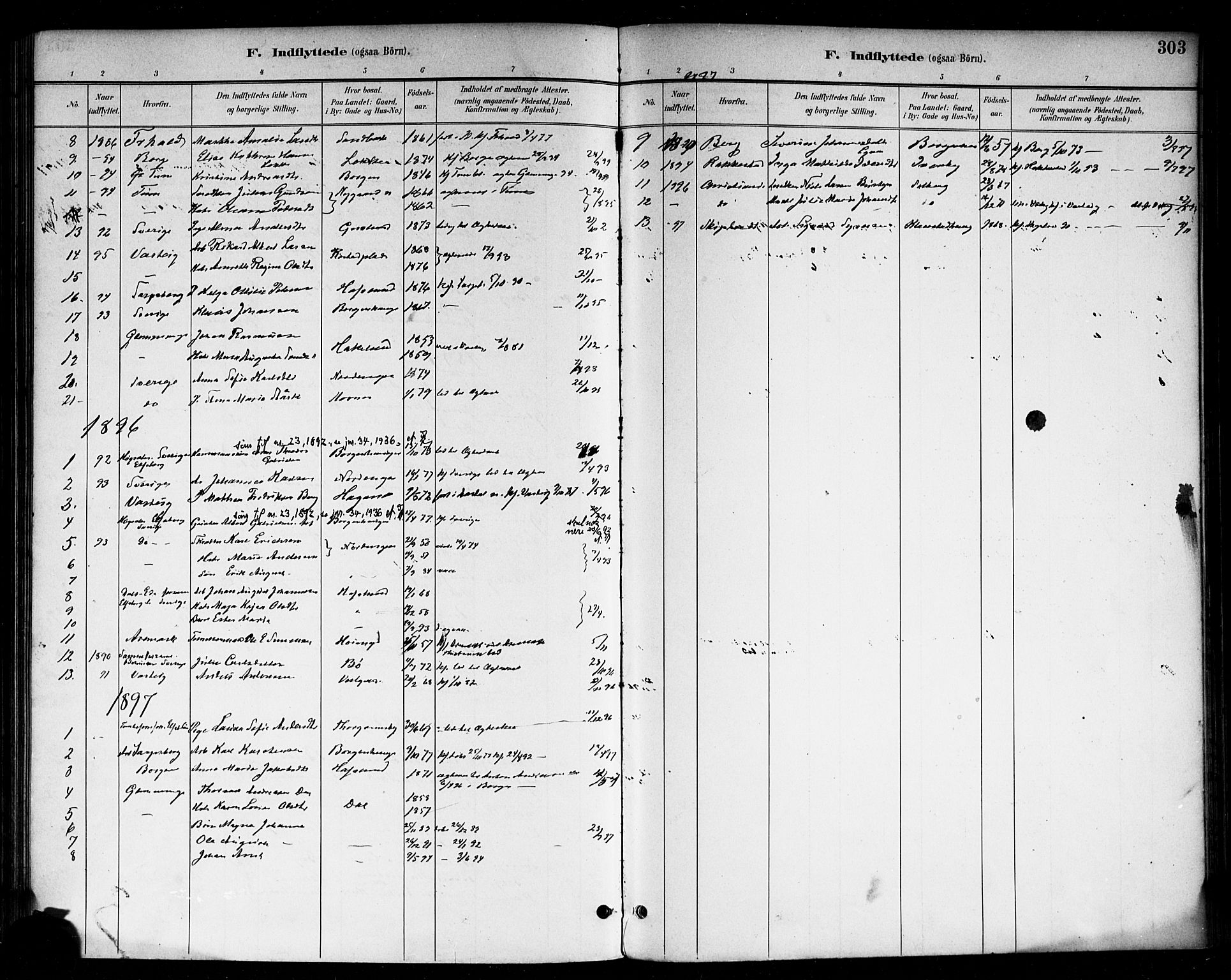 Skjeberg prestekontor Kirkebøker, SAO/A-10923/F/Fa/L0009: Parish register (official) no. I 9, 1886-1897, p. 303