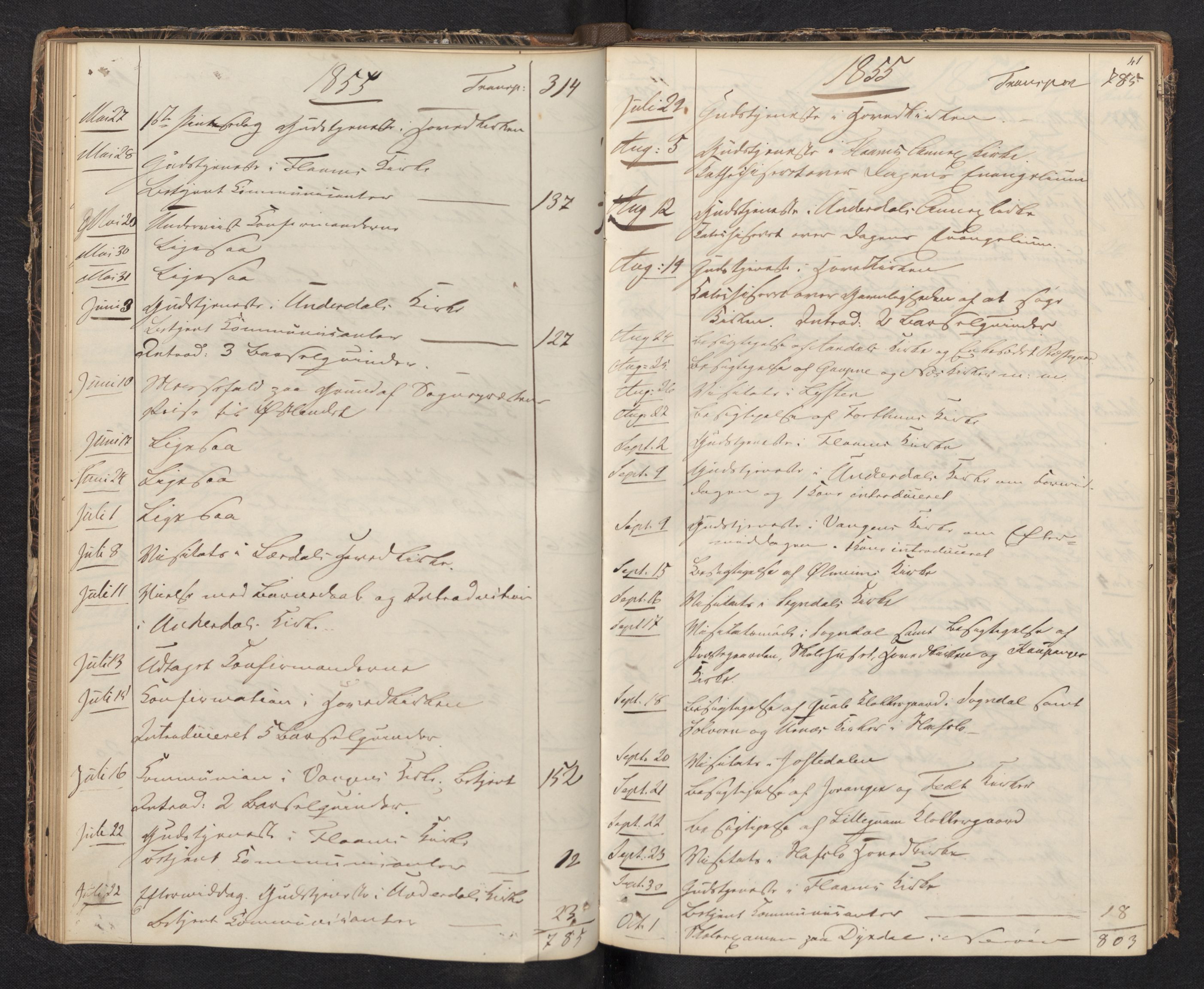 Aurland sokneprestembete, AV/SAB-A-99937/H/Ha/Haf: Diary records no. F 0, 1844-1876, p. 40b-41a