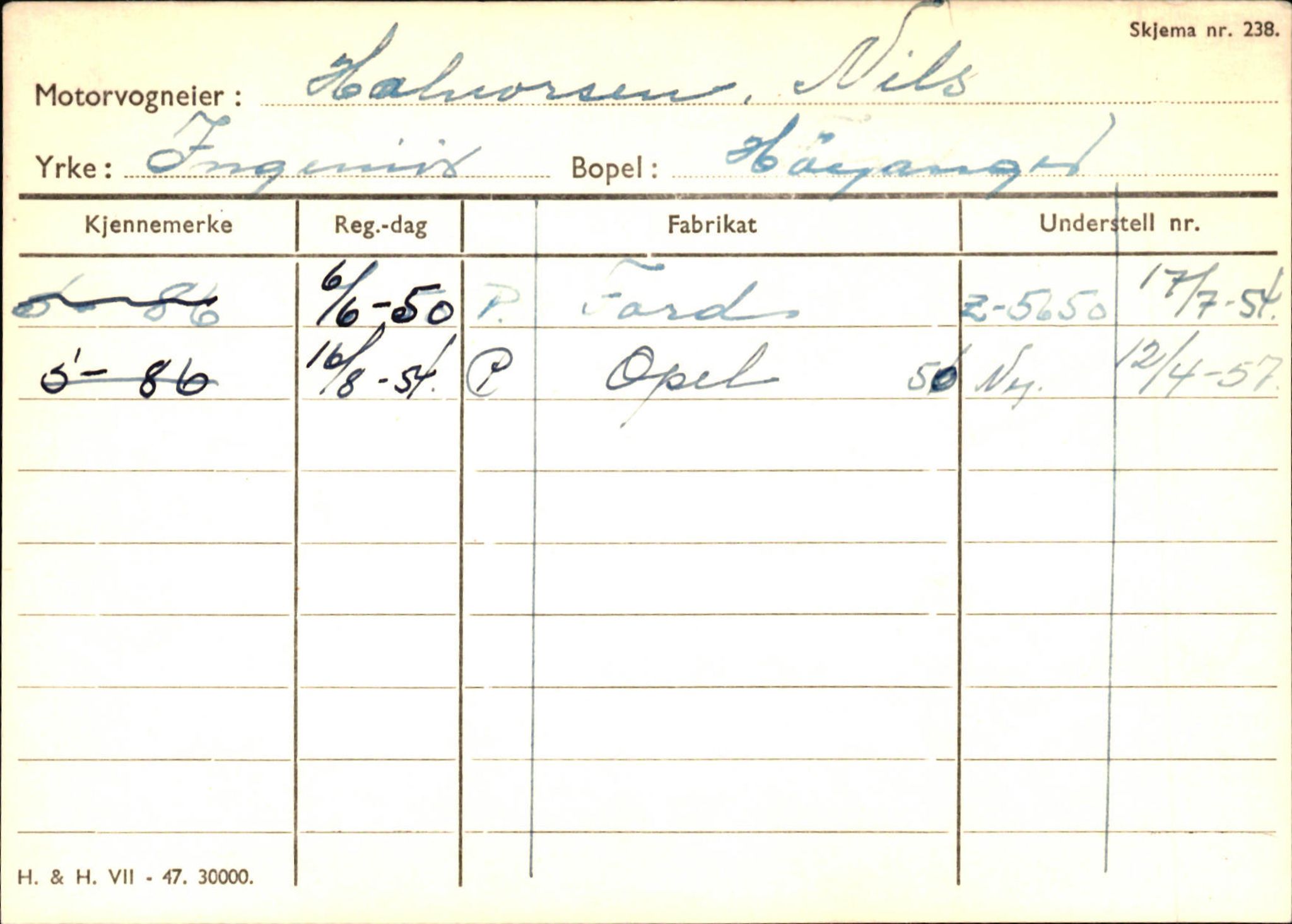 Statens vegvesen, Sogn og Fjordane vegkontor, AV/SAB-A-5301/4/F/L0130: Eigarregister Eid T-Å. Høyanger A-O, 1945-1975, p. 1229