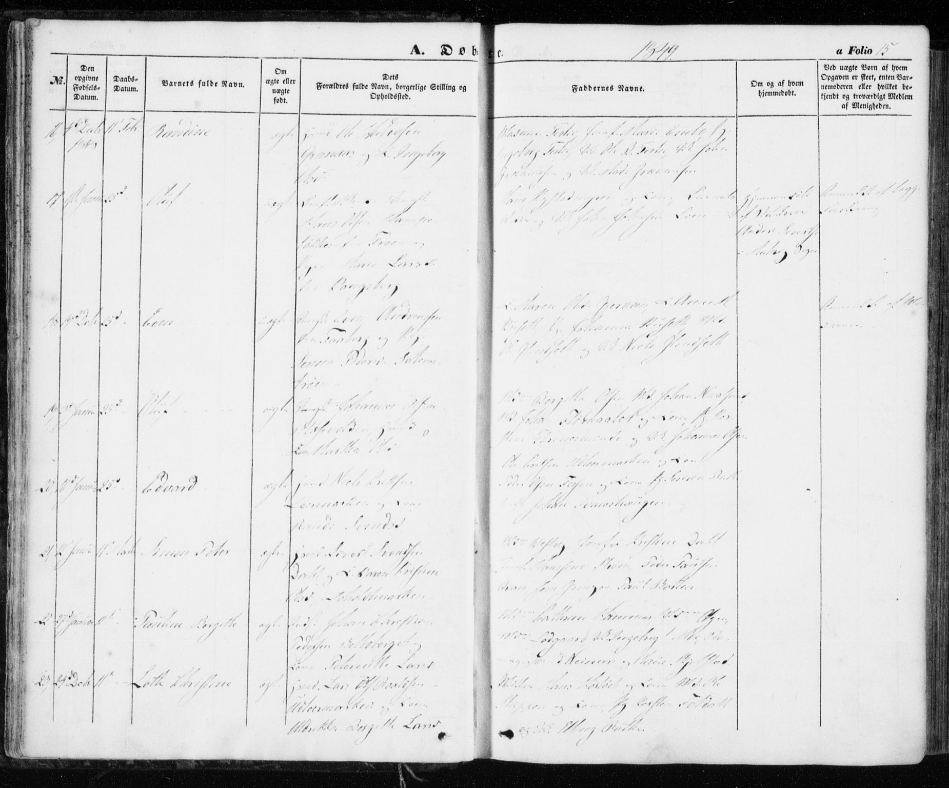 Ministerialprotokoller, klokkerbøker og fødselsregistre - Sør-Trøndelag, AV/SAT-A-1456/606/L0291: Parish register (official) no. 606A06, 1848-1856, p. 15