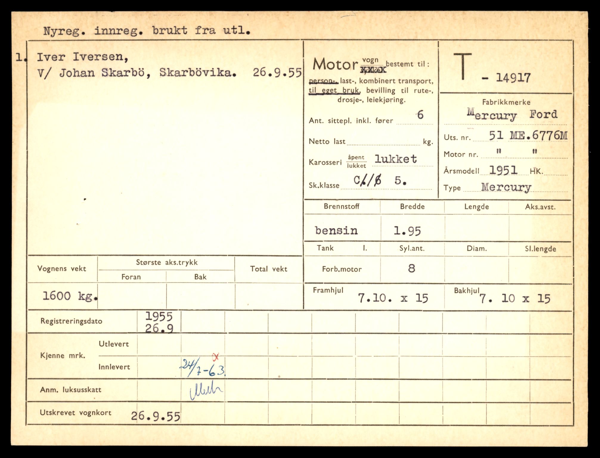 Møre og Romsdal vegkontor - Ålesund trafikkstasjon, AV/SAT-A-4099/F/Fe/L0049: Registreringskort for kjøretøy T 14864 - T 18613, 1927-1998, p. 1217