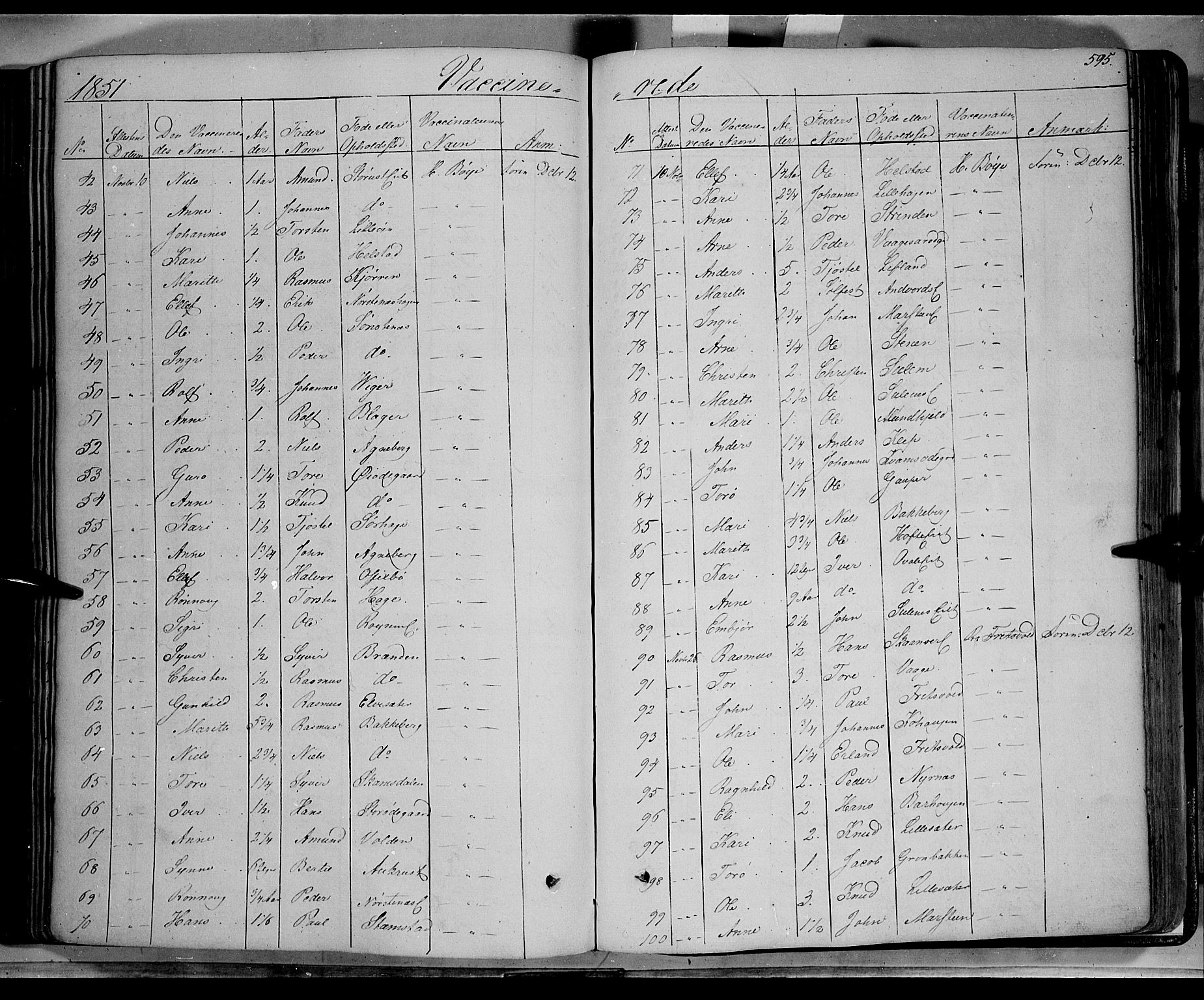 Lom prestekontor, SAH/PREST-070/K/L0006: Parish register (official) no. 6B, 1837-1863, p. 595