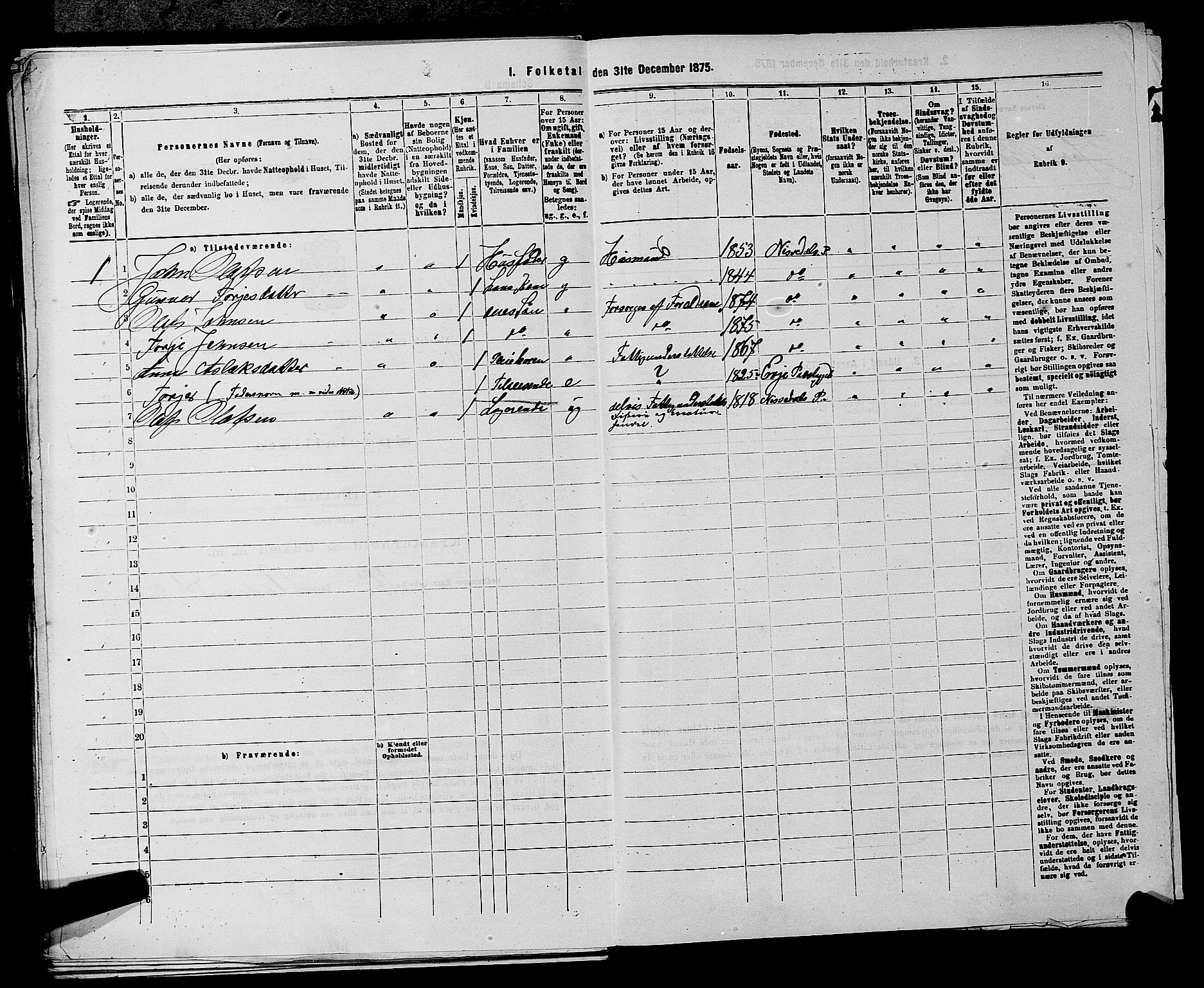 SAKO, 1875 census for 0830P Nissedal, 1875, p. 104