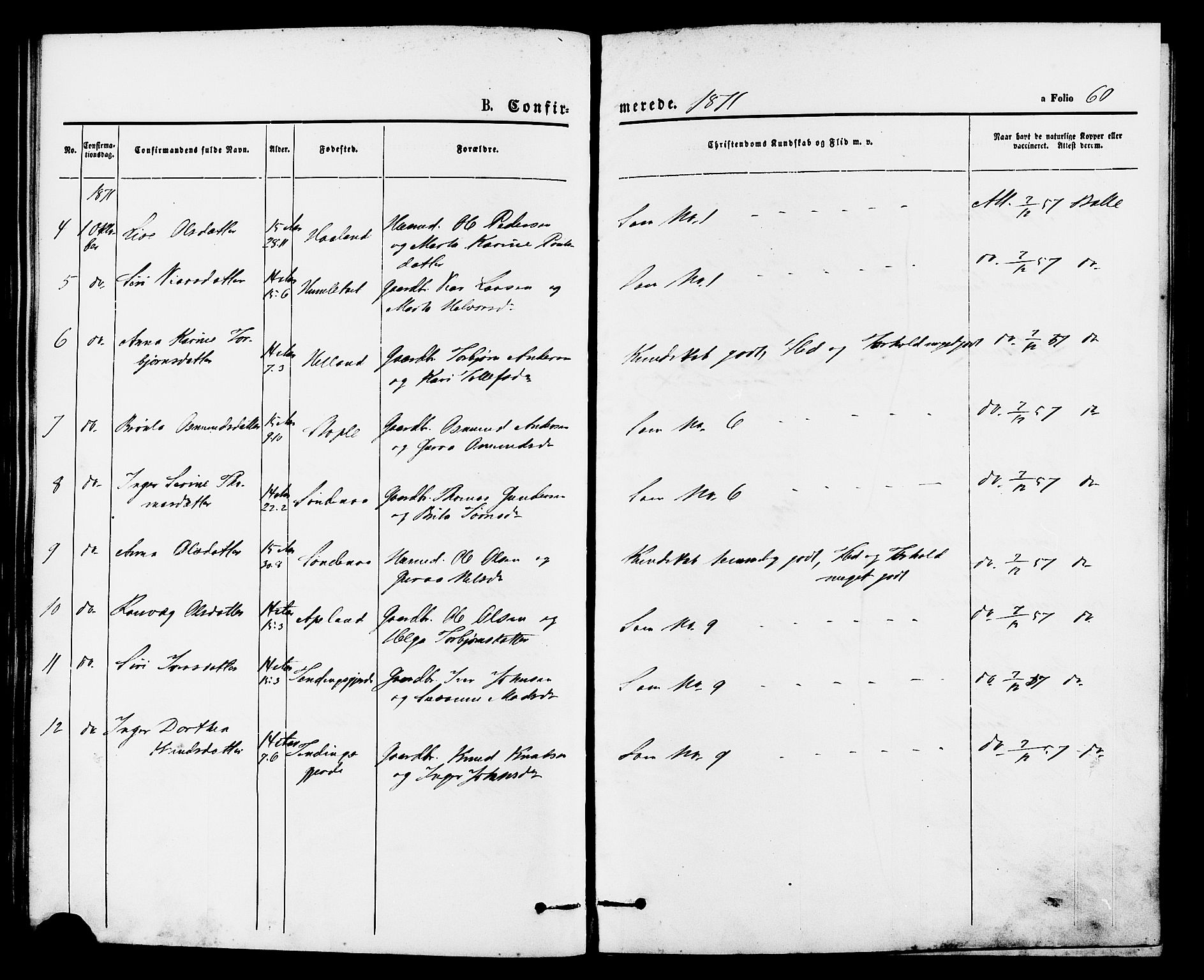 Vikedal sokneprestkontor, AV/SAST-A-101840/01/IV: Parish register (official) no. A 8, 1868-1885, p. 60