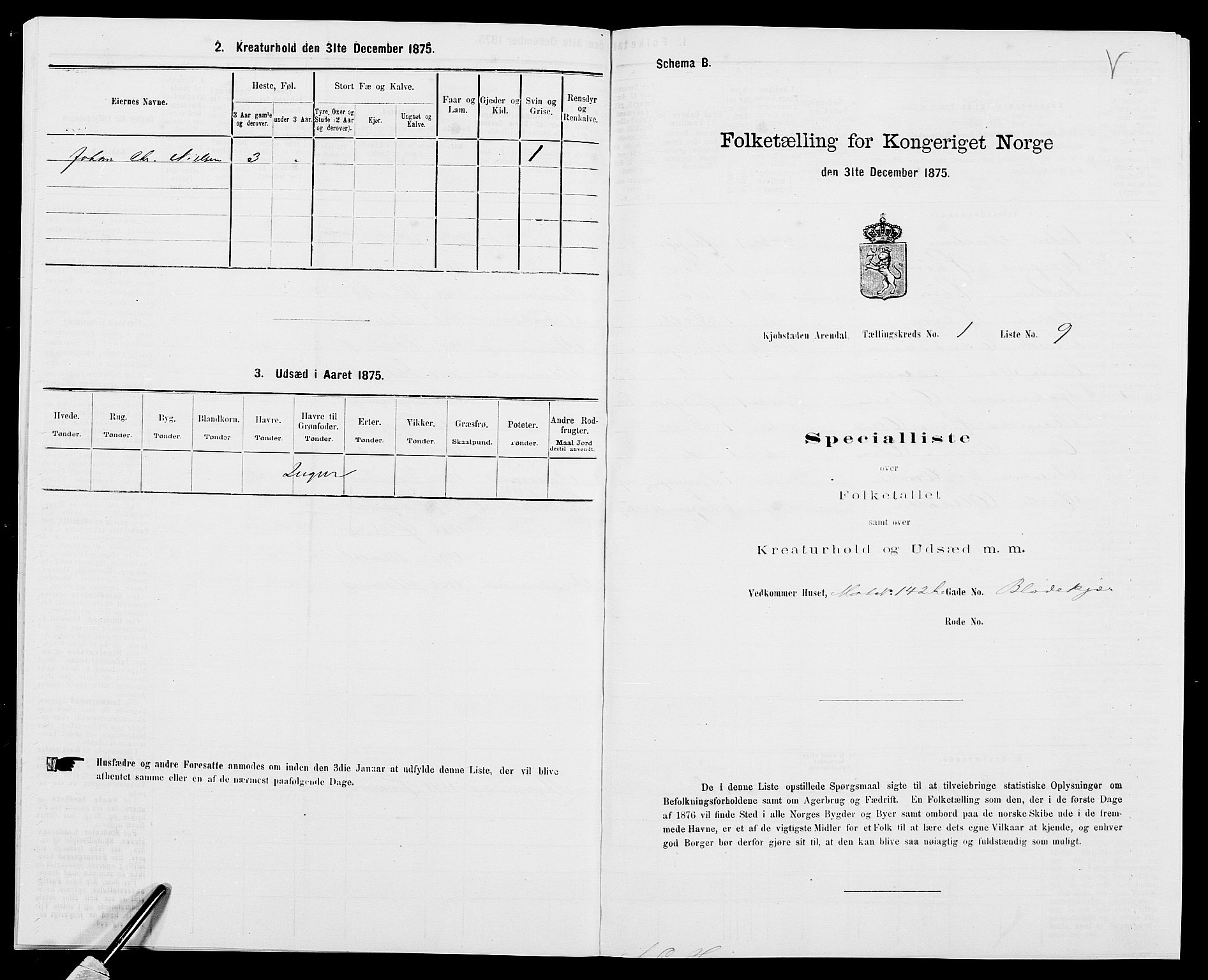 SAK, 1875 census for 0903P Arendal, 1875, p. 27