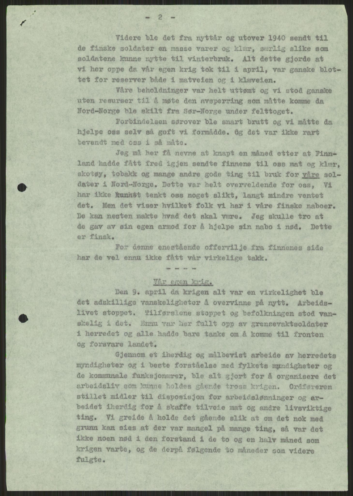 Forsvaret, Forsvarets krigshistoriske avdeling, AV/RA-RAFA-2017/Y/Ya/L0017: II-C-11-31 - Fylkesmenn.  Rapporter om krigsbegivenhetene 1940., 1940, p. 737