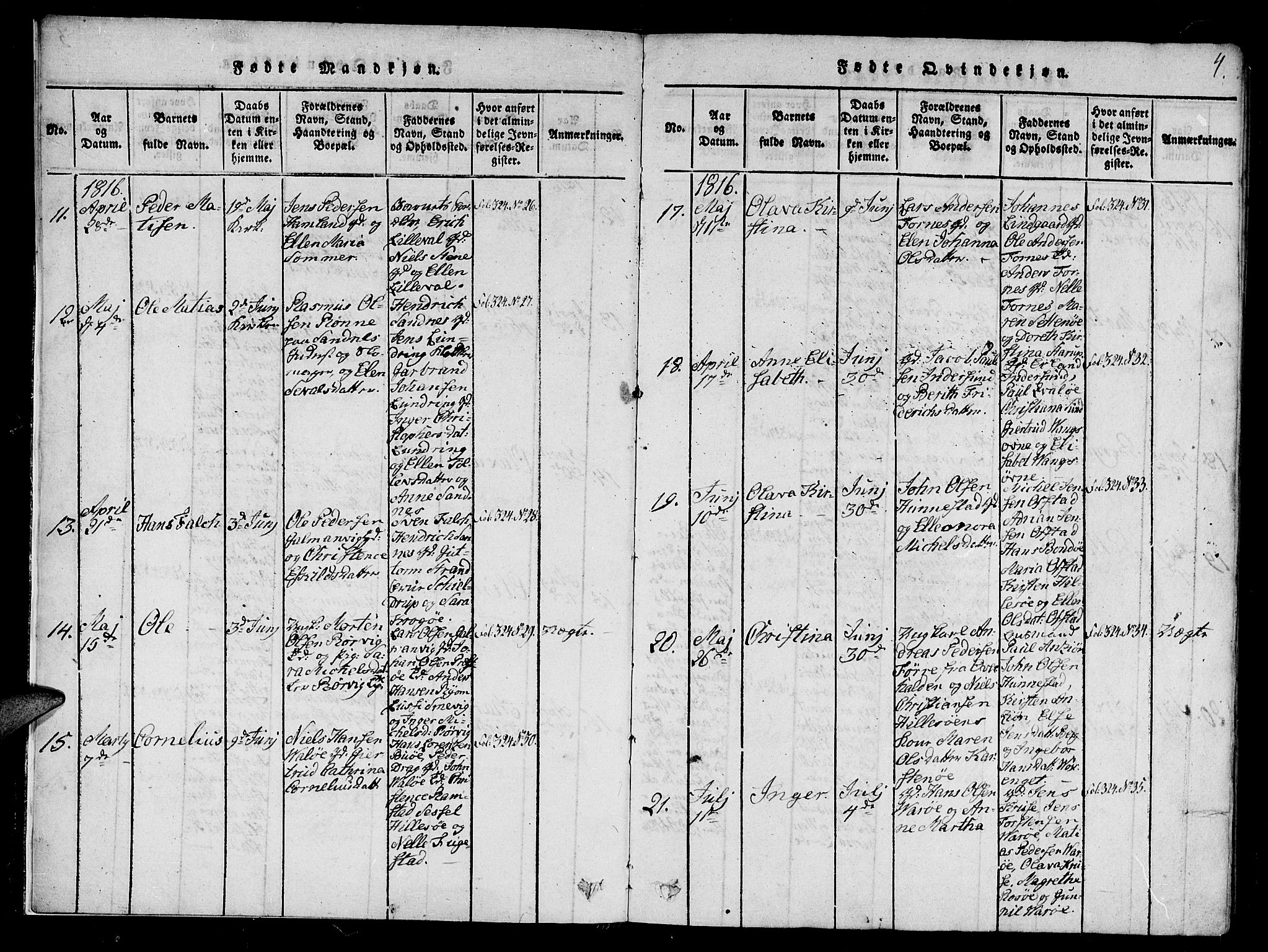 Ministerialprotokoller, klokkerbøker og fødselsregistre - Nord-Trøndelag, SAT/A-1458/784/L0667: Parish register (official) no. 784A03 /1, 1816-1829, p. 4