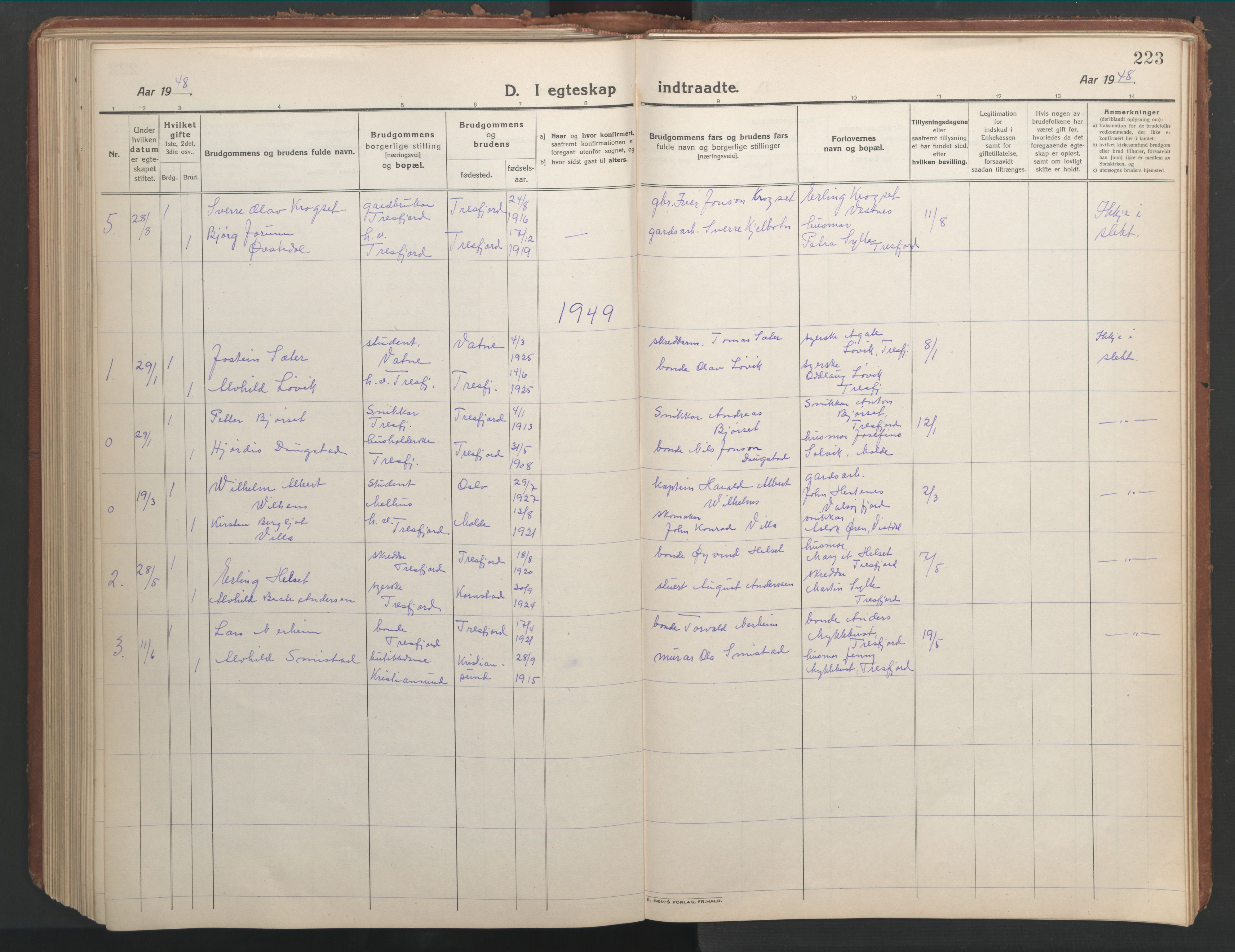 Ministerialprotokoller, klokkerbøker og fødselsregistre - Møre og Romsdal, AV/SAT-A-1454/541/L0548: Parish register (copy) no. 541C03, 1921-1960, p. 223