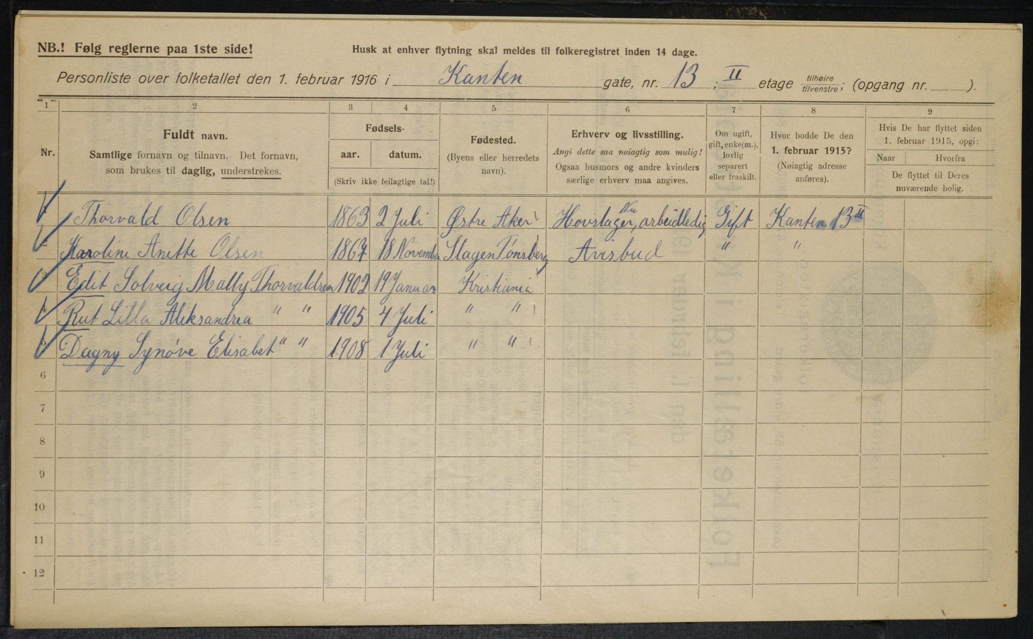 OBA, Municipal Census 1916 for Kristiania, 1916, p. 49315