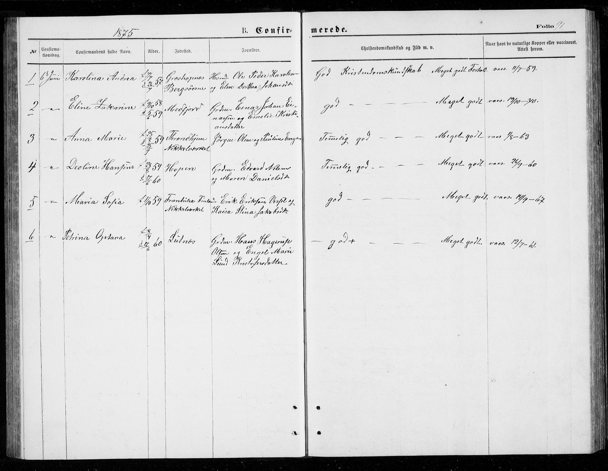 Berg sokneprestkontor, SATØ/S-1318/G/Ga/Gab/L0003klokker: Parish register (copy) no. 3, 1874-1886, p. 91