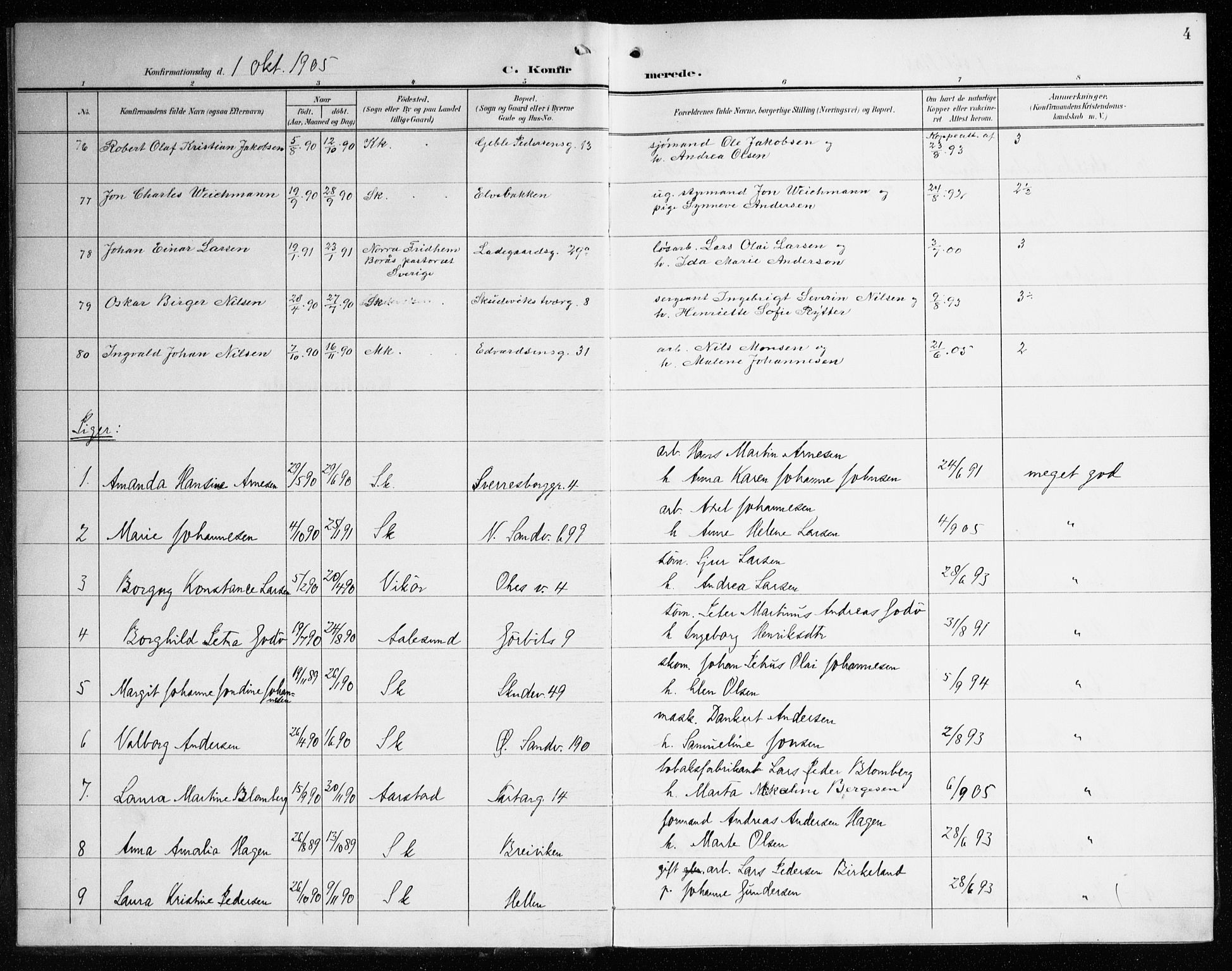 Sandviken Sokneprestembete, SAB/A-77601/H/Ha/L0011: Parish register (official) no. C 2, 1905-1918, p. 4