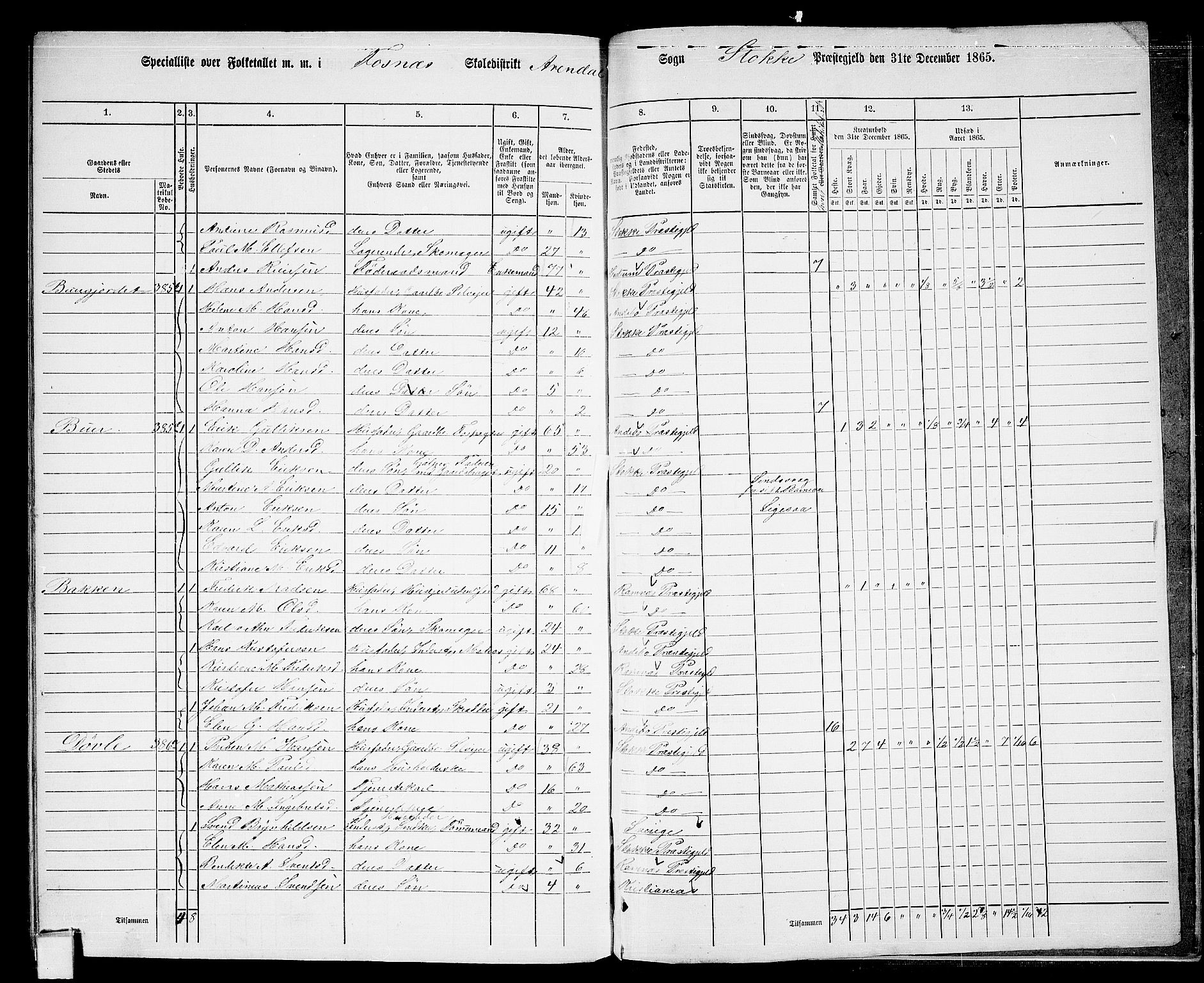 RA, 1865 census for Stokke, 1865, p. 188