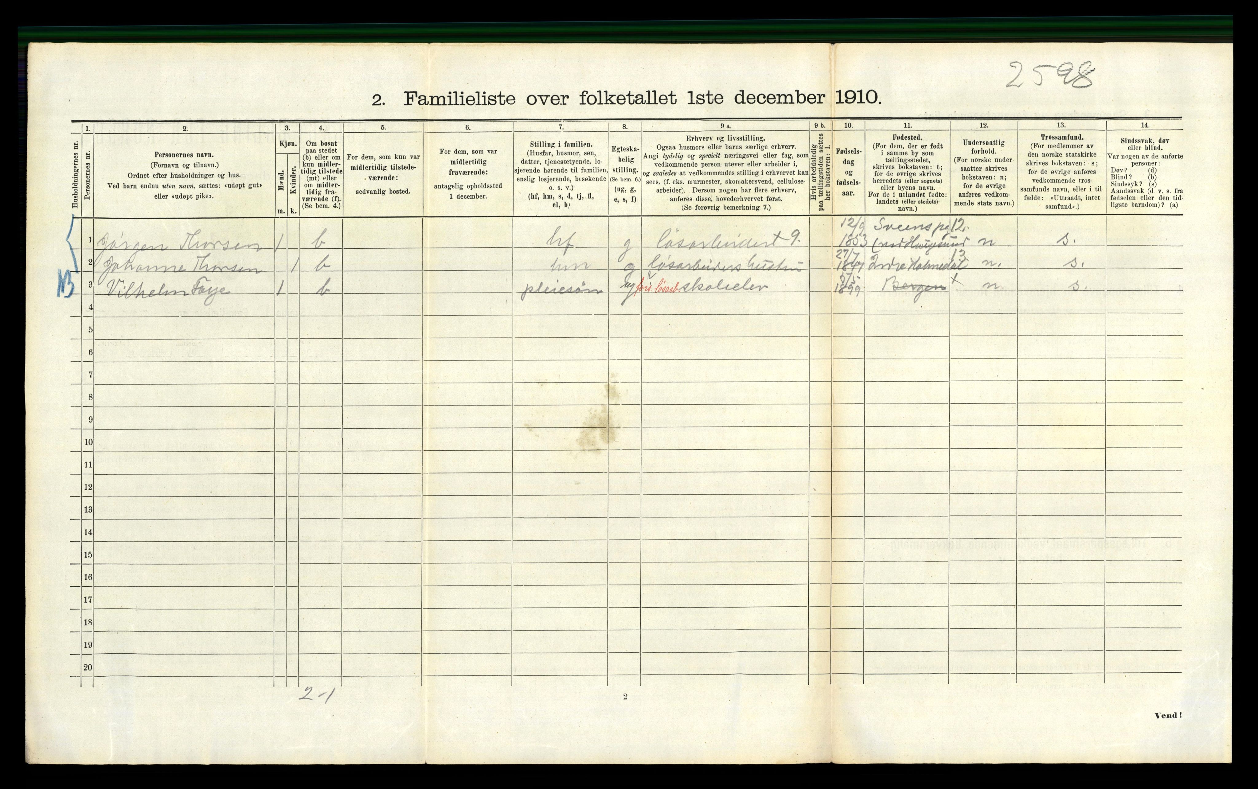 RA, 1910 census for Bergen, 1910, p. 42832