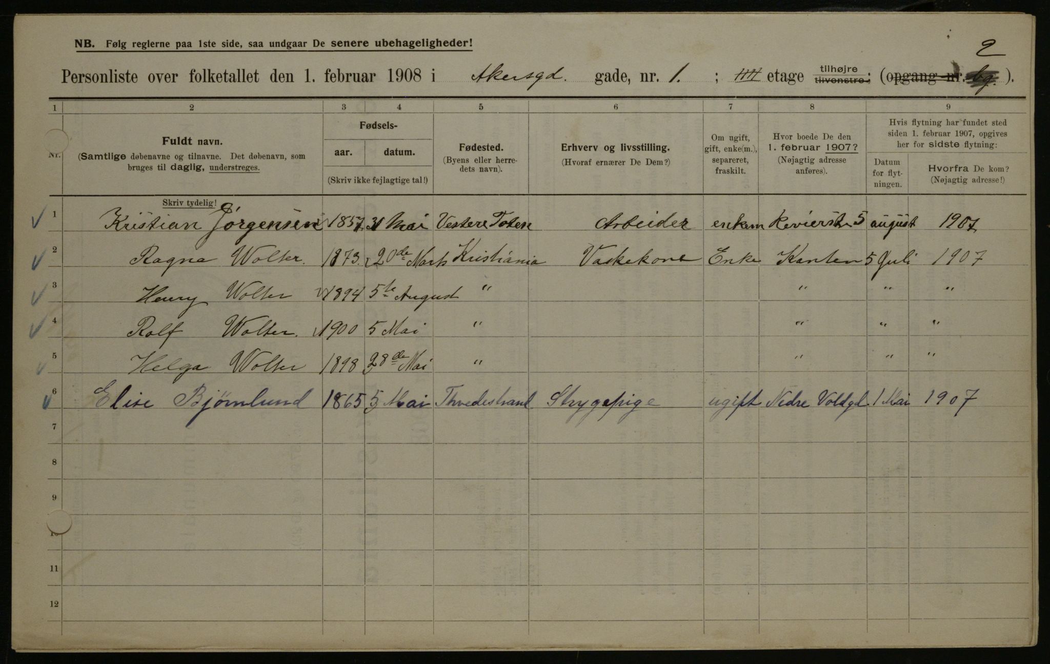 OBA, Municipal Census 1908 for Kristiania, 1908, p. 321