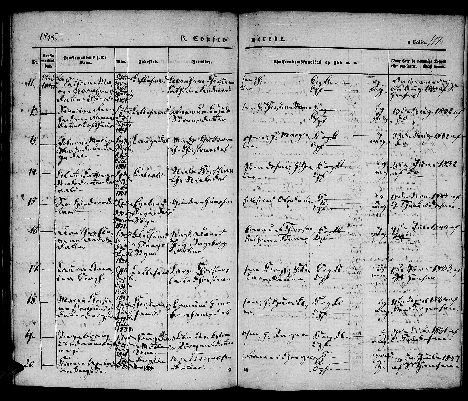 Vestre Moland sokneprestkontor, AV/SAK-1111-0046/F/Fa/Fab/L0005: Parish register (official) no. A 5, 1841-1849, p. 117