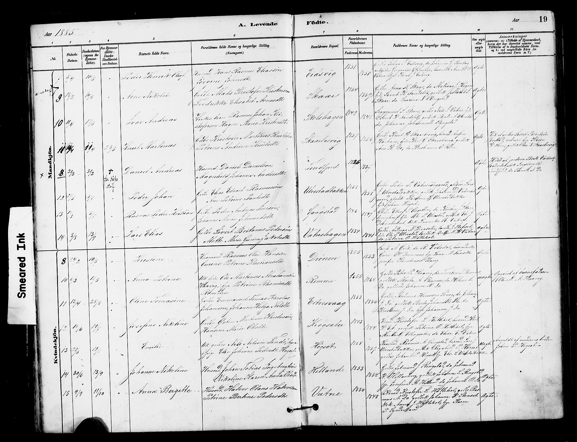 Ministerialprotokoller, klokkerbøker og fødselsregistre - Møre og Romsdal, AV/SAT-A-1454/525/L0376: Parish register (copy) no. 525C02, 1880-1902, p. 19