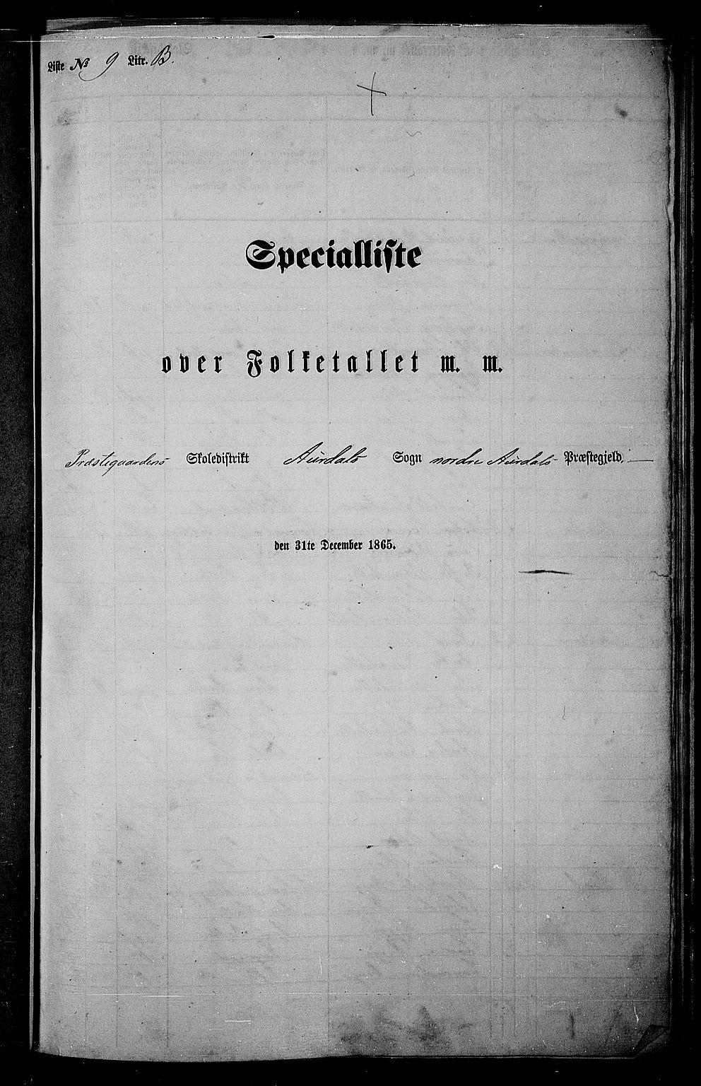 RA, 1865 census for Nord-Aurdal, 1865, p. 176