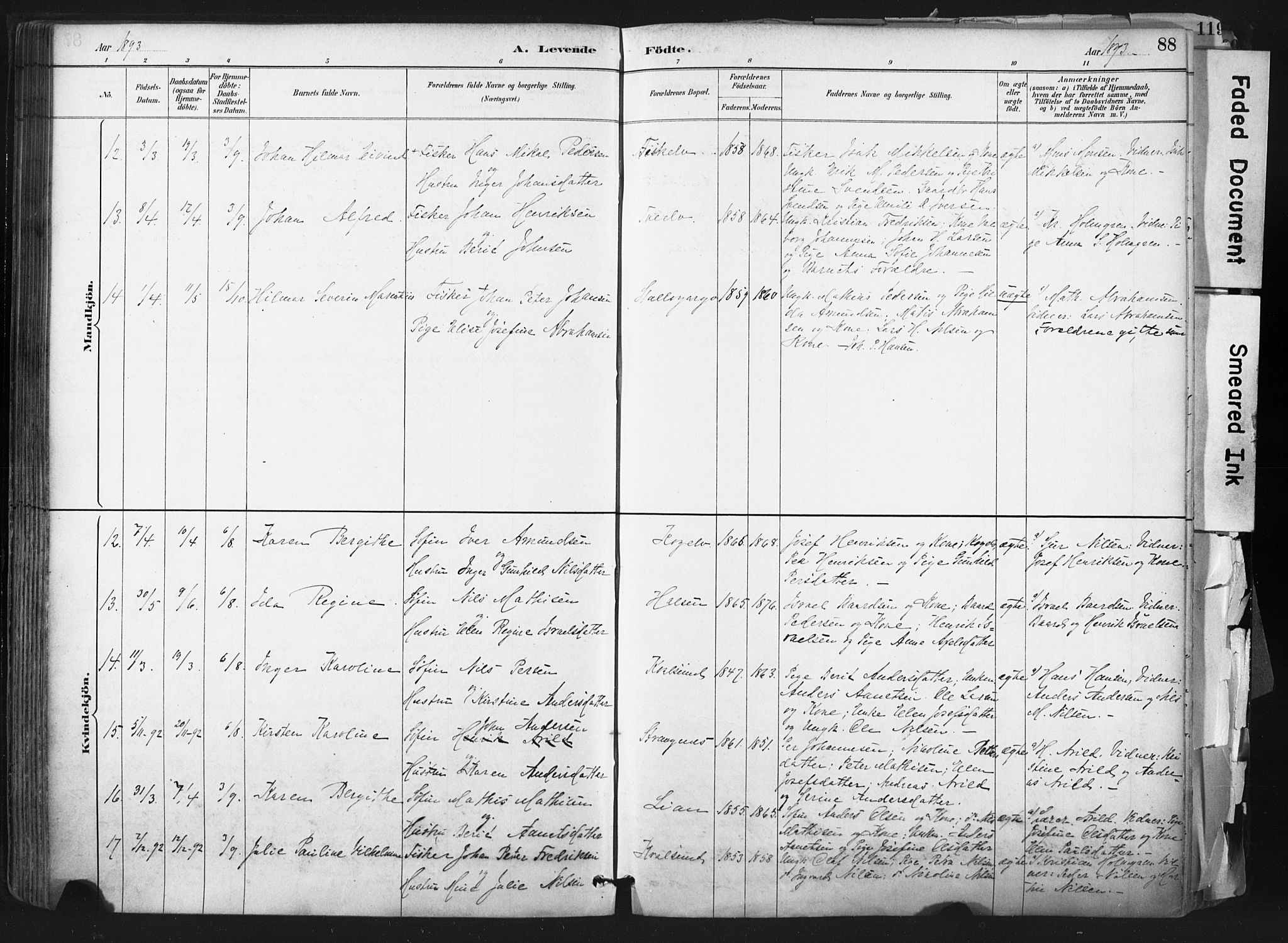 Hammerfest sokneprestkontor, AV/SATØ-S-1347/H/Ha/L0011.kirke: Parish register (official) no. 11 /2, 1885-1897, p. 88