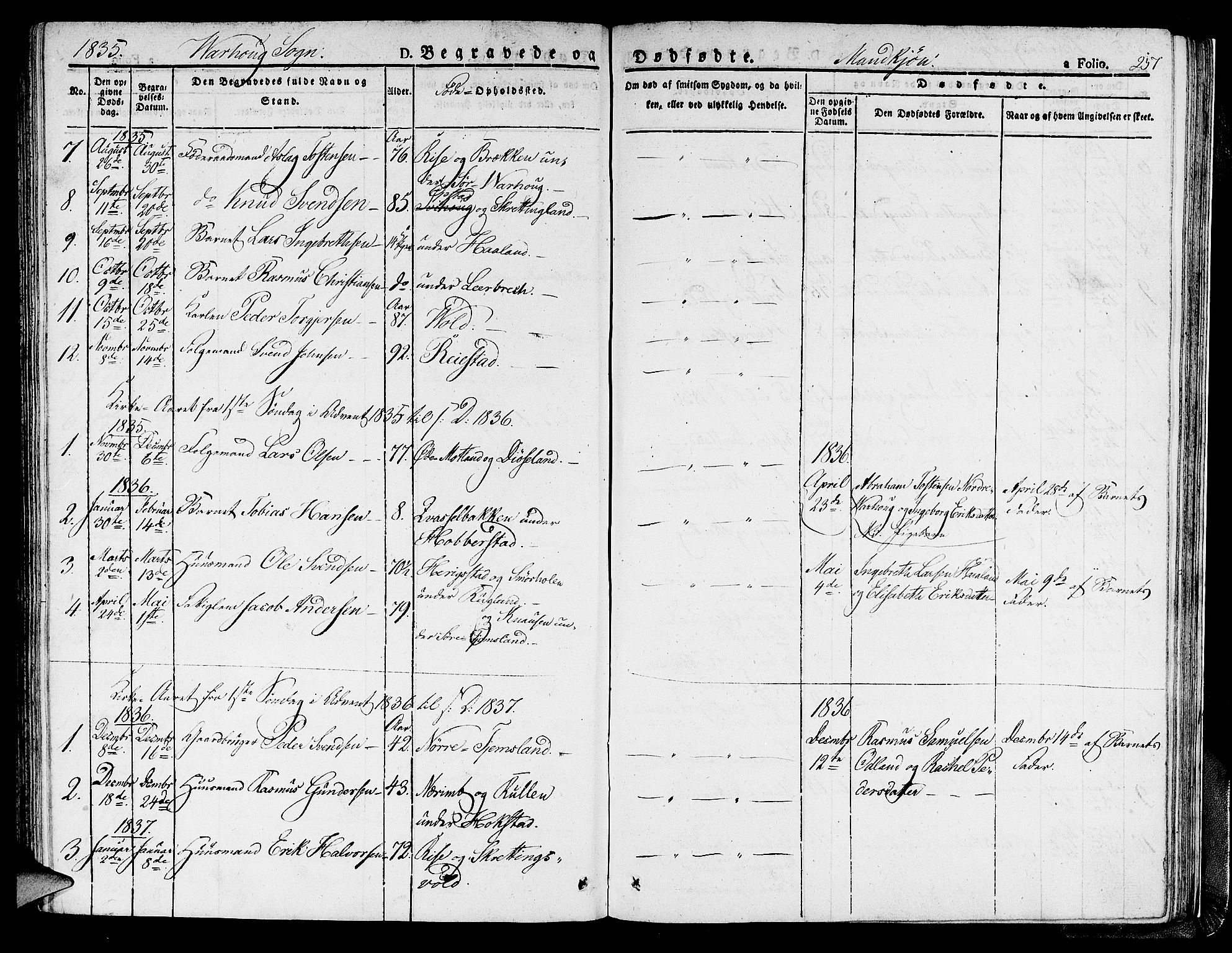 Hå sokneprestkontor, AV/SAST-A-101801/001/30BA/L0004: Parish register (official) no. A 4.1 /2, 1826-1841, p. 257