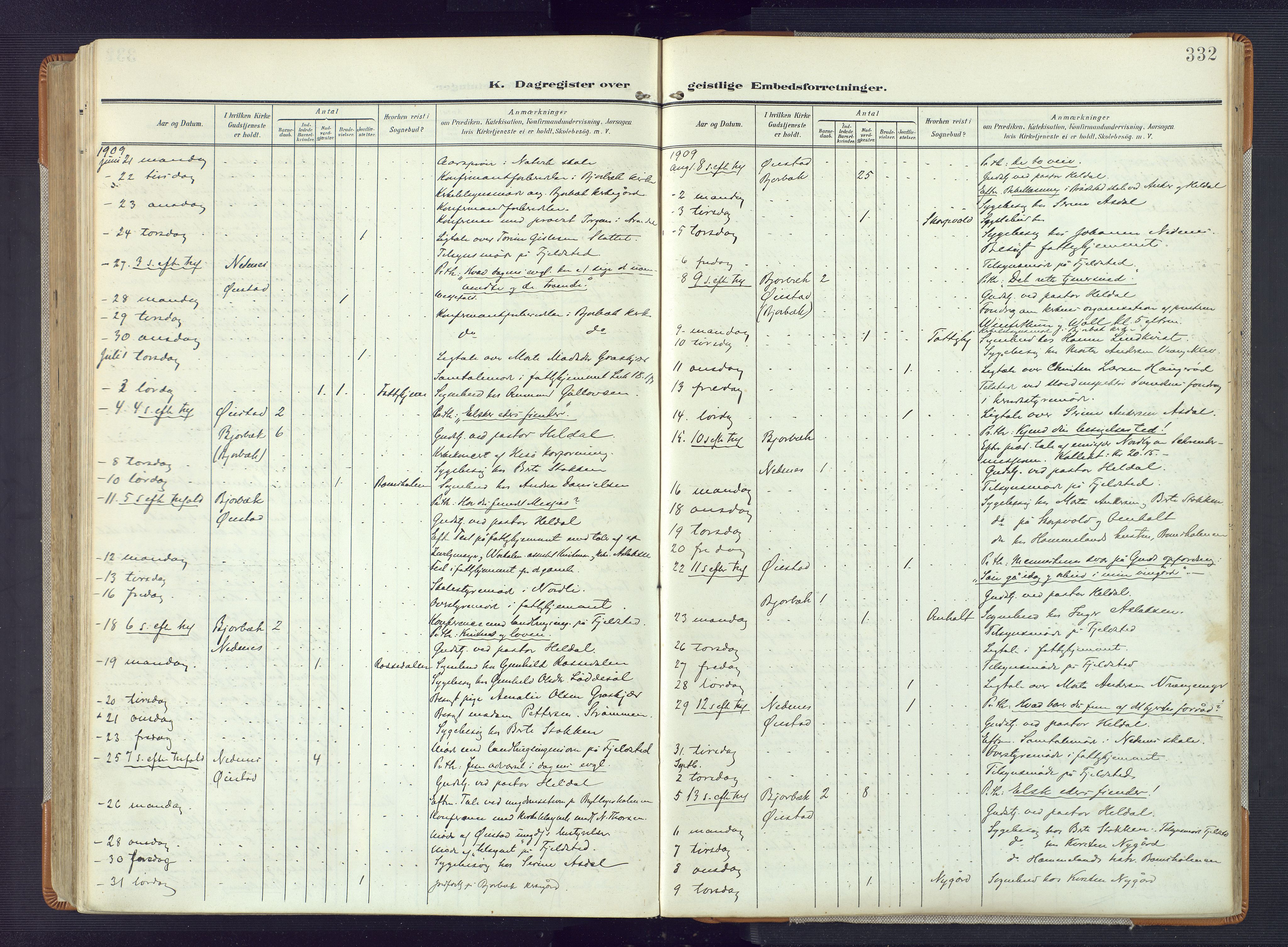 Øyestad sokneprestkontor, AV/SAK-1111-0049/F/Fa/L0019: Parish register (official) no. A 19, 1908-1922, p. 332