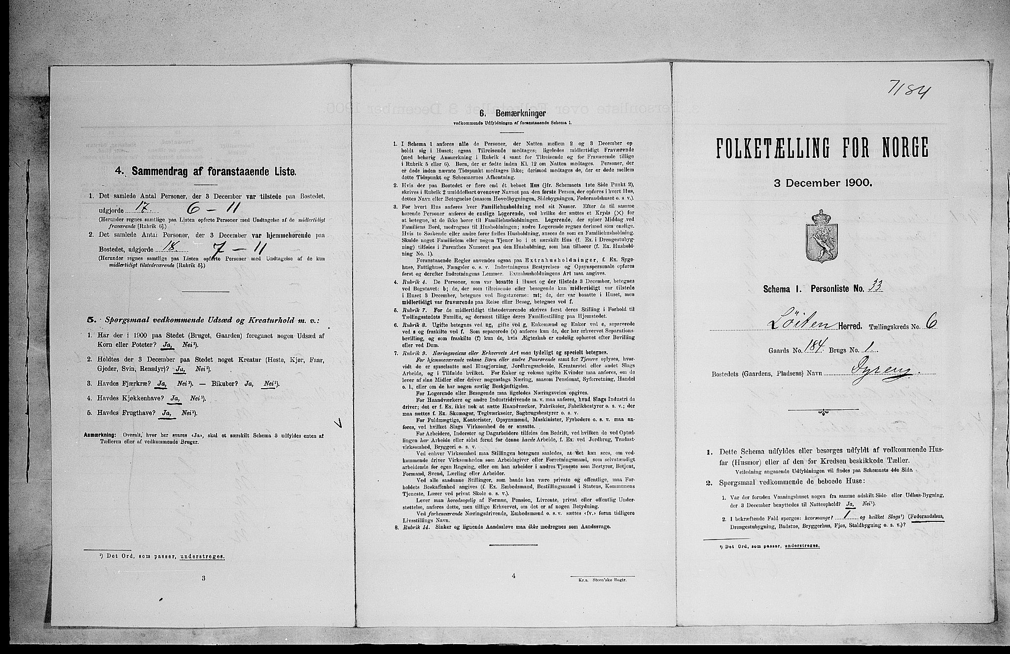 SAH, 1900 census for Løten, 1900, p. 1537