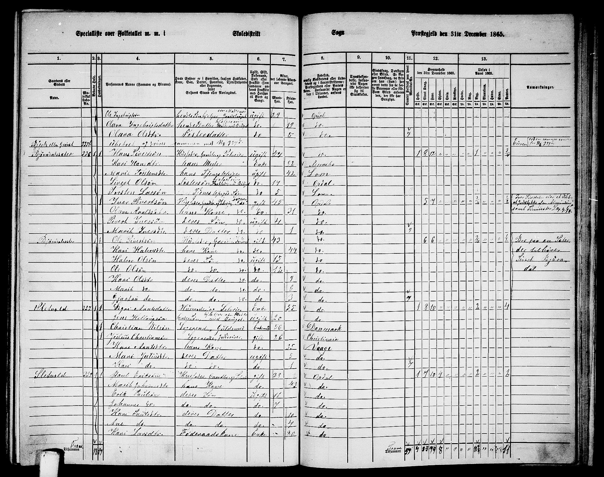 RA, 1865 census for Oppdal, 1865, p. 171