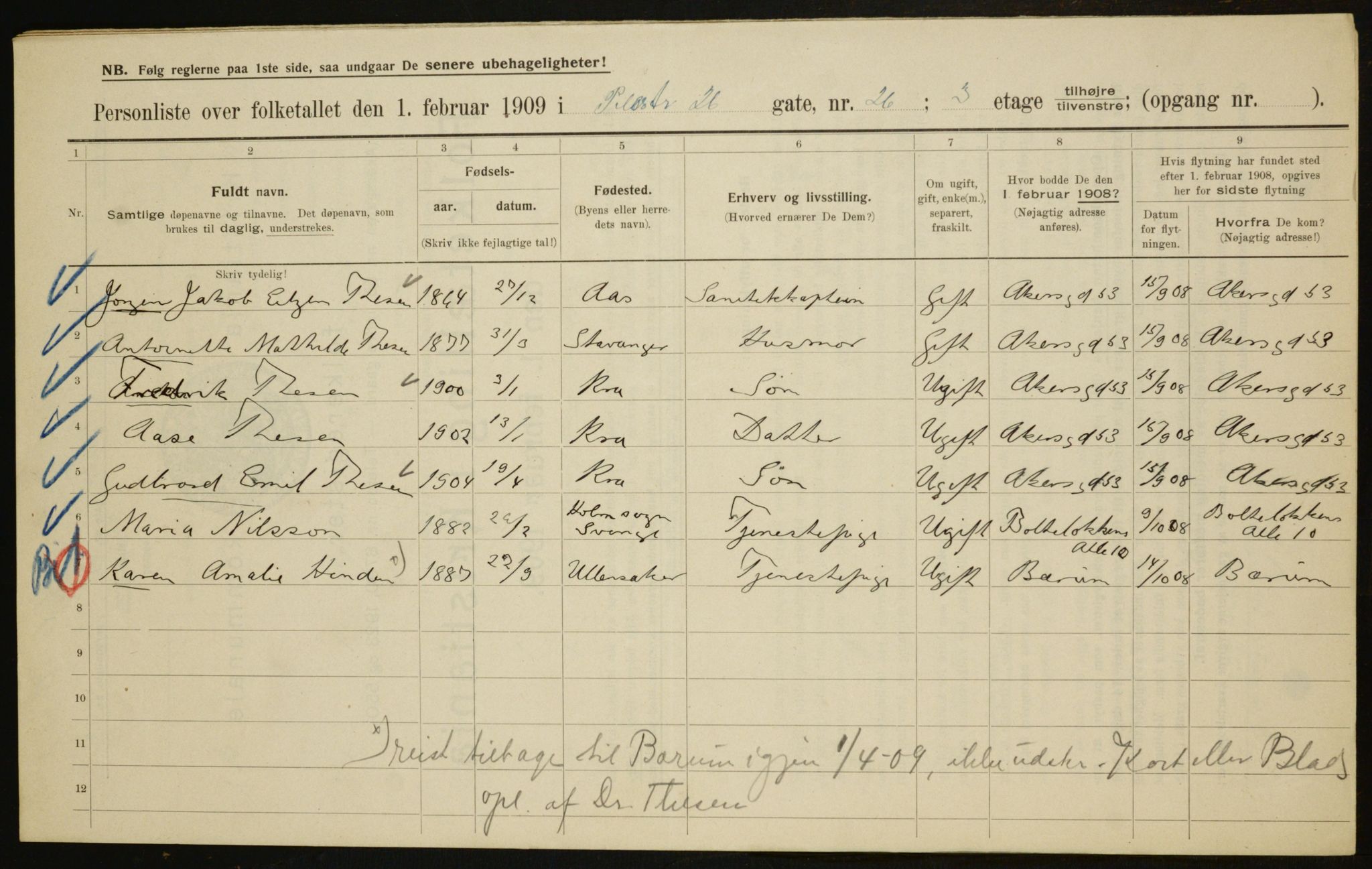 OBA, Municipal Census 1909 for Kristiania, 1909, p. 80377