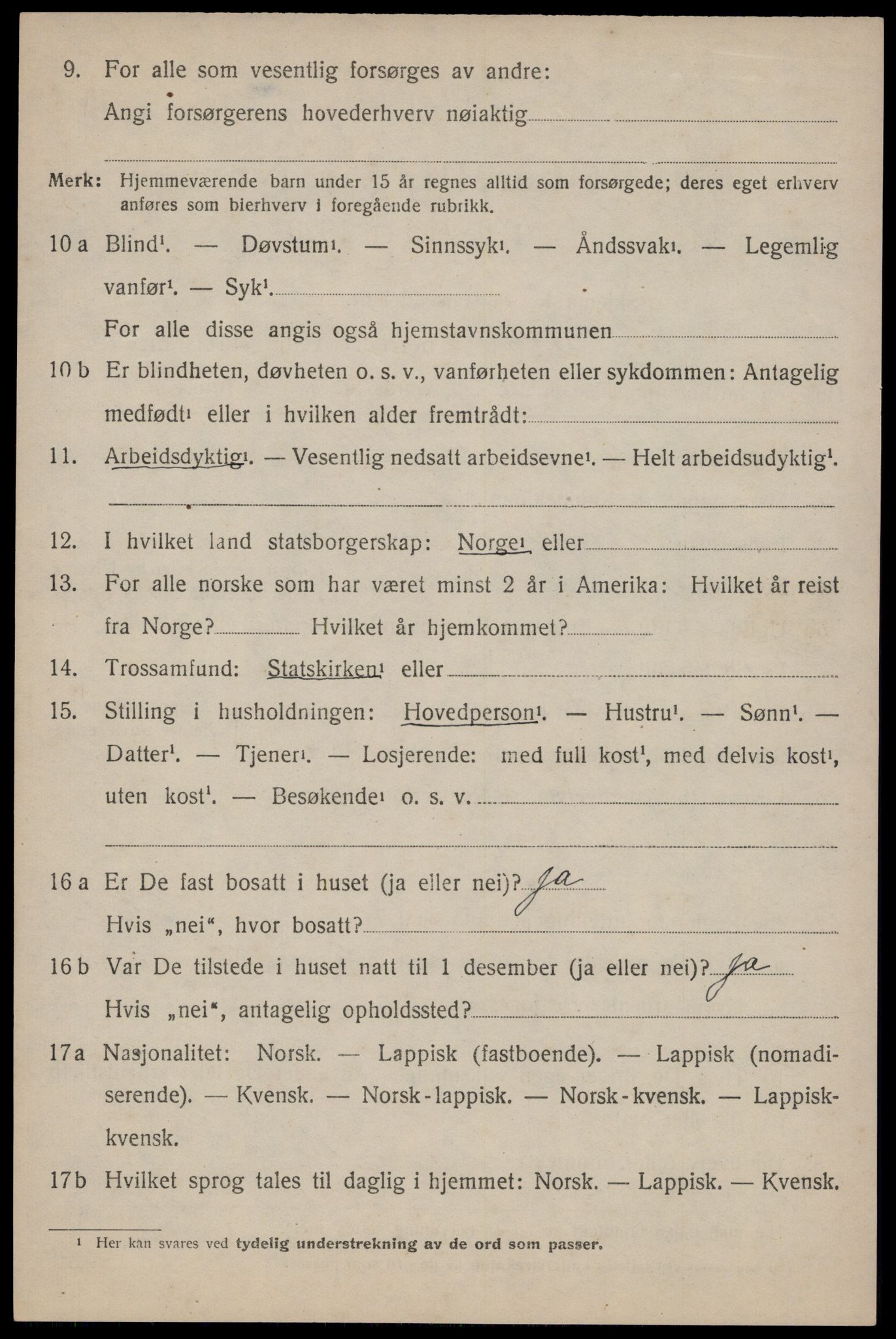 SAT, 1920 census for Dverberg, 1920, p. 10993