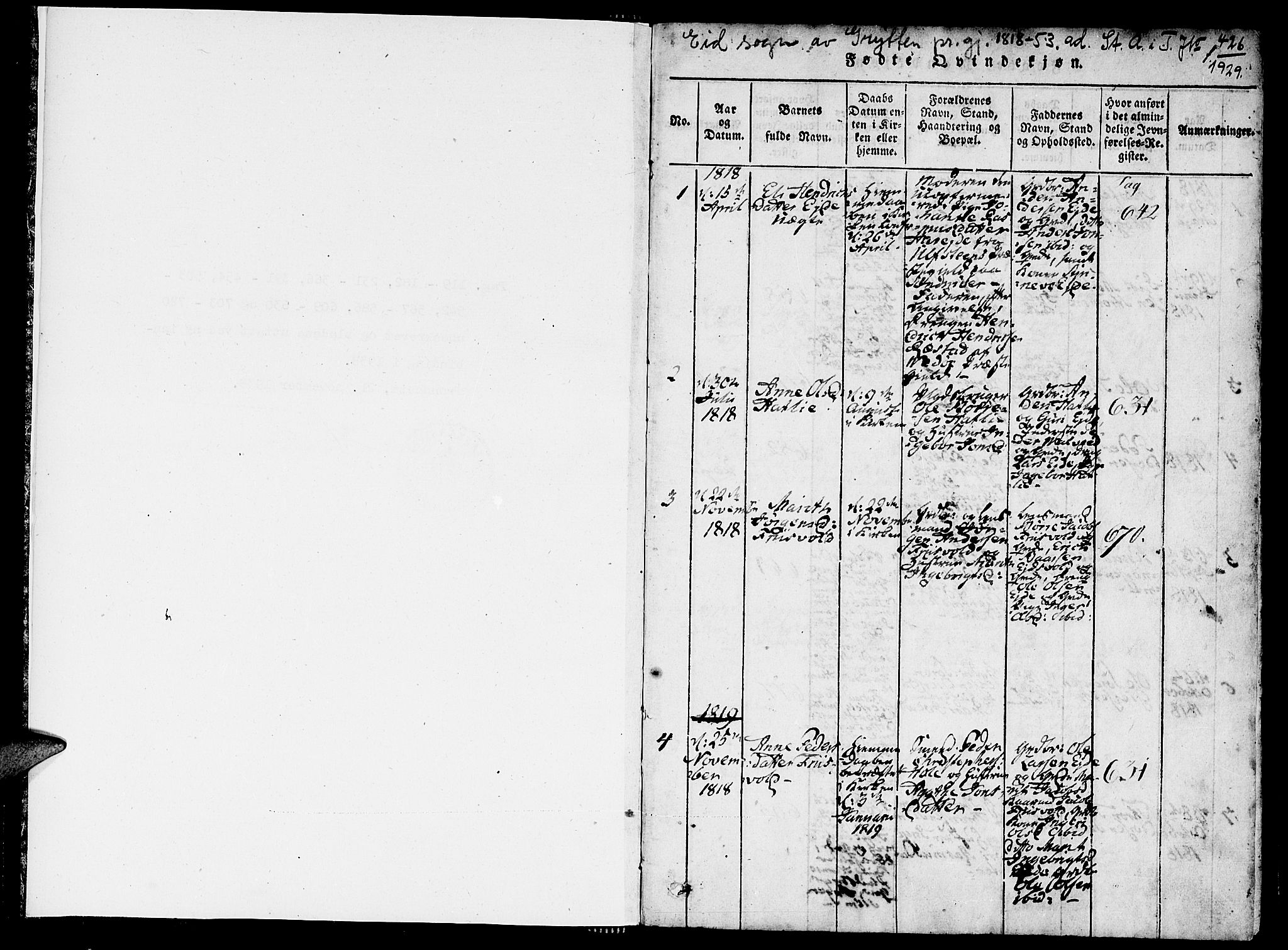 Ministerialprotokoller, klokkerbøker og fødselsregistre - Møre og Romsdal, AV/SAT-A-1454/542/L0551: Parish register (official) no. 542A01, 1818-1853, p. 0-1