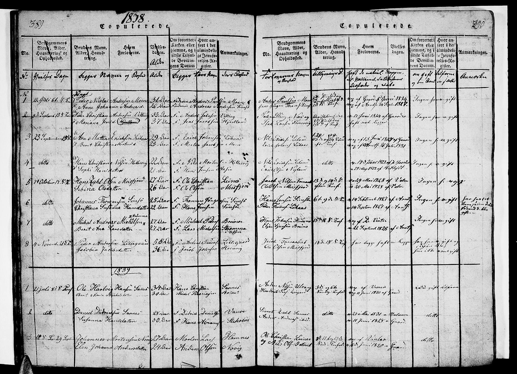 Ministerialprotokoller, klokkerbøker og fødselsregistre - Nordland, AV/SAT-A-1459/831/L0474: Parish register (copy) no. 831C01, 1820-1850, p. 389-390