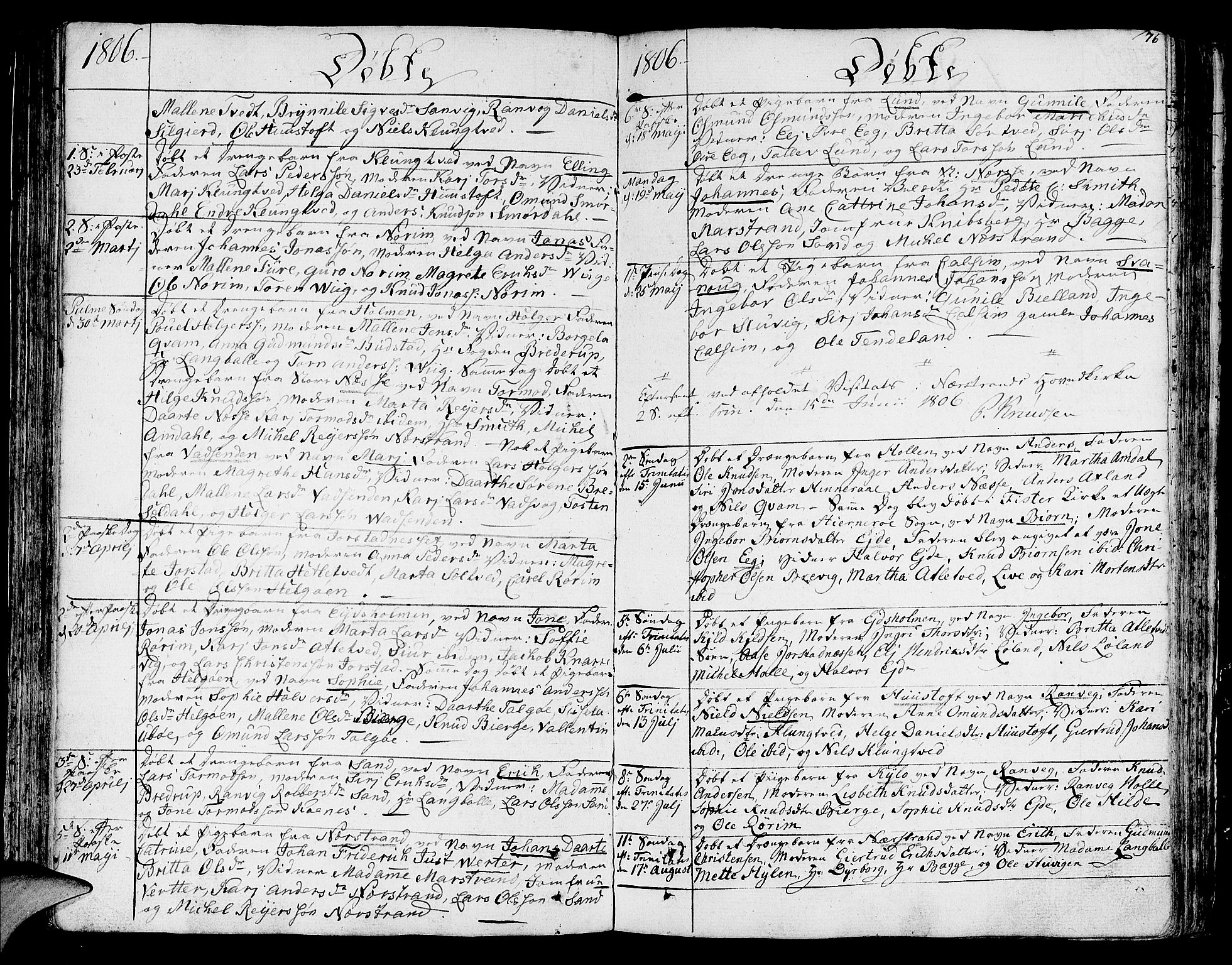 Nedstrand sokneprestkontor, AV/SAST-A-101841/01/IV: Parish register (official) no. A 5, 1795-1816, p. 76