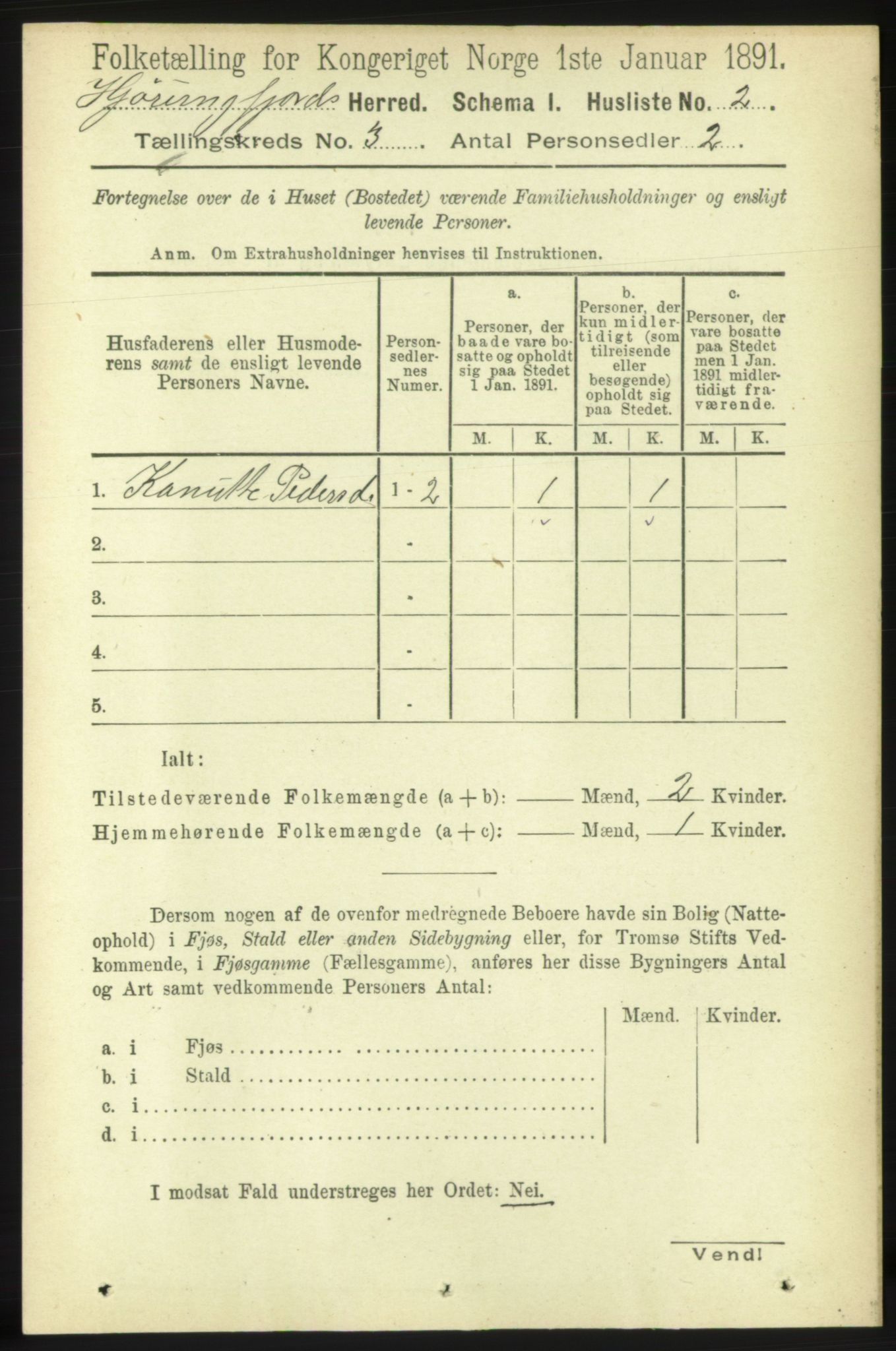 RA, 1891 census for 1522 Hjørundfjord, 1891, p. 437