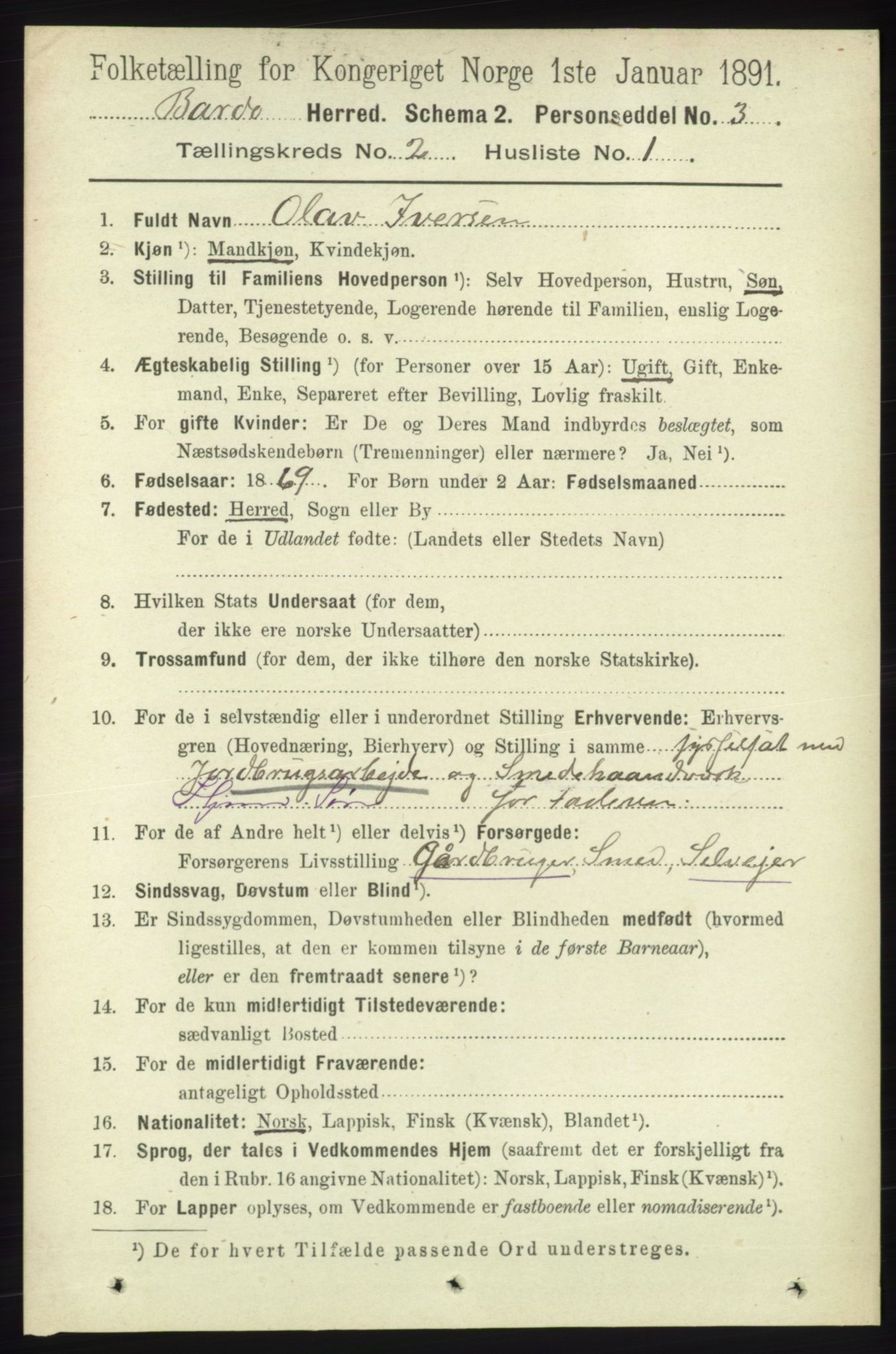 RA, 1891 census for 1922 Bardu, 1891, p. 487