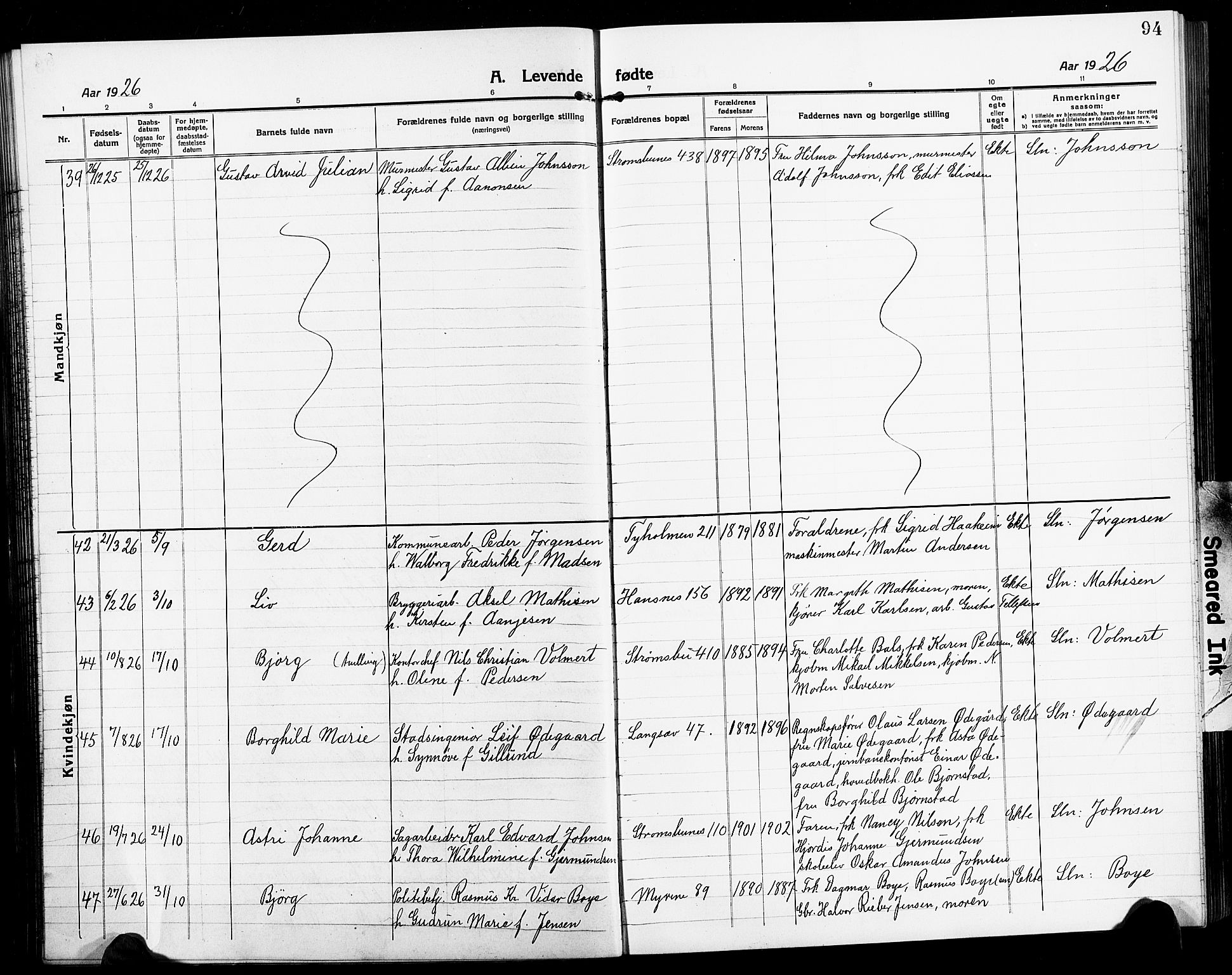 Arendal sokneprestkontor, Trefoldighet, AV/SAK-1111-0040/F/Fb/L0007: Parish register (copy) no. B 7, 1916-1927, p. 94