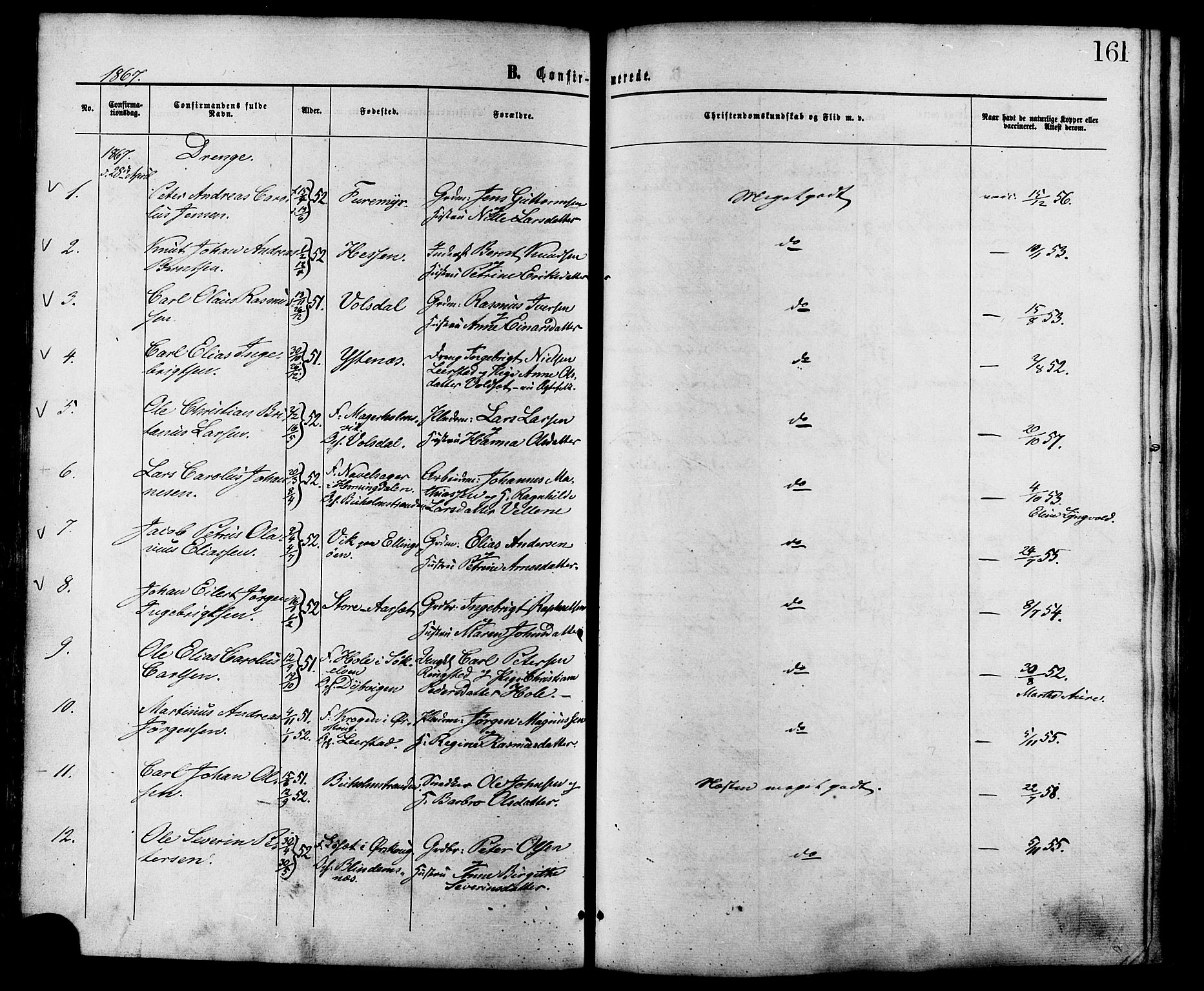 Ministerialprotokoller, klokkerbøker og fødselsregistre - Møre og Romsdal, AV/SAT-A-1454/528/L0399: Parish register (official) no. 528A10, 1864-1879, p. 161