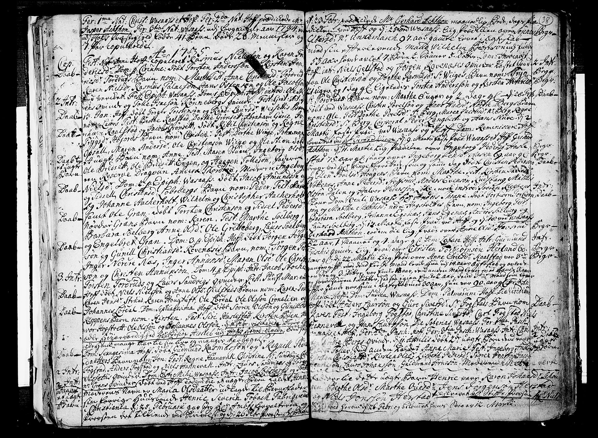 Hof kirkebøker, AV/SAKO-A-64/F/Fa/L0001: Parish register (official) no. I 1, 1704-1745, p. 38