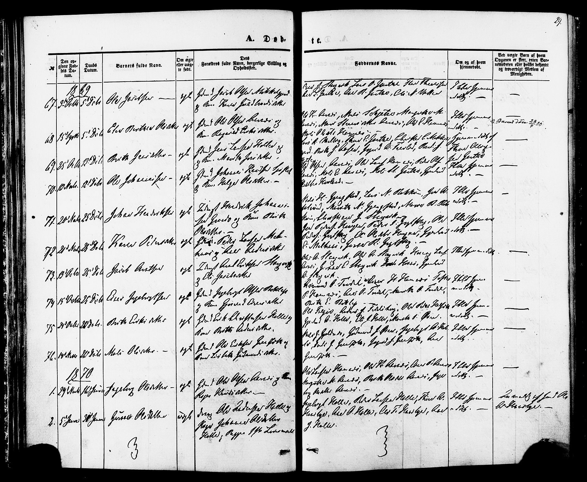 Ministerialprotokoller, klokkerbøker og fødselsregistre - Møre og Romsdal, SAT/A-1454/592/L1027: Parish register (official) no. 592A05, 1865-1878, p. 29