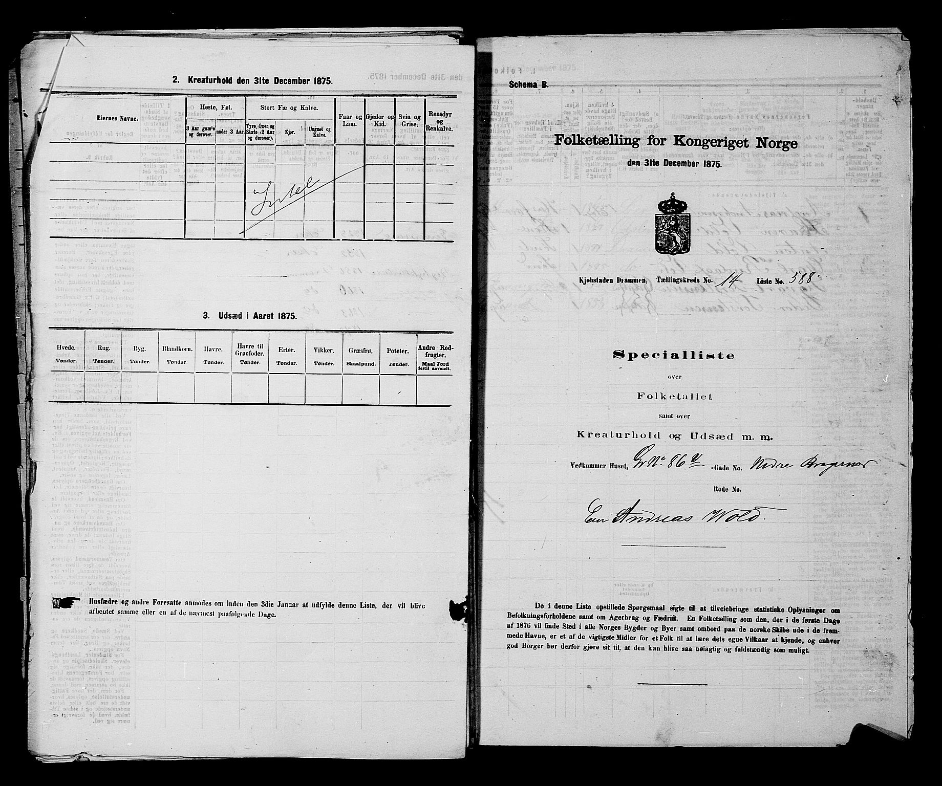 SAKO, 1875 census for 0602 Drammen, 1875, p. 1618